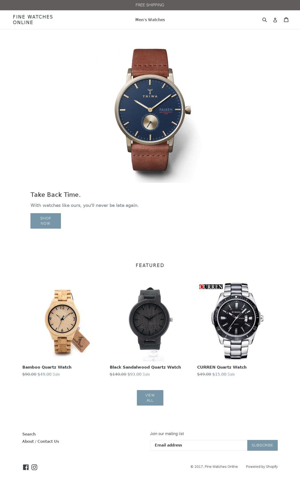 finewatchesonline.com shopify website screenshot
