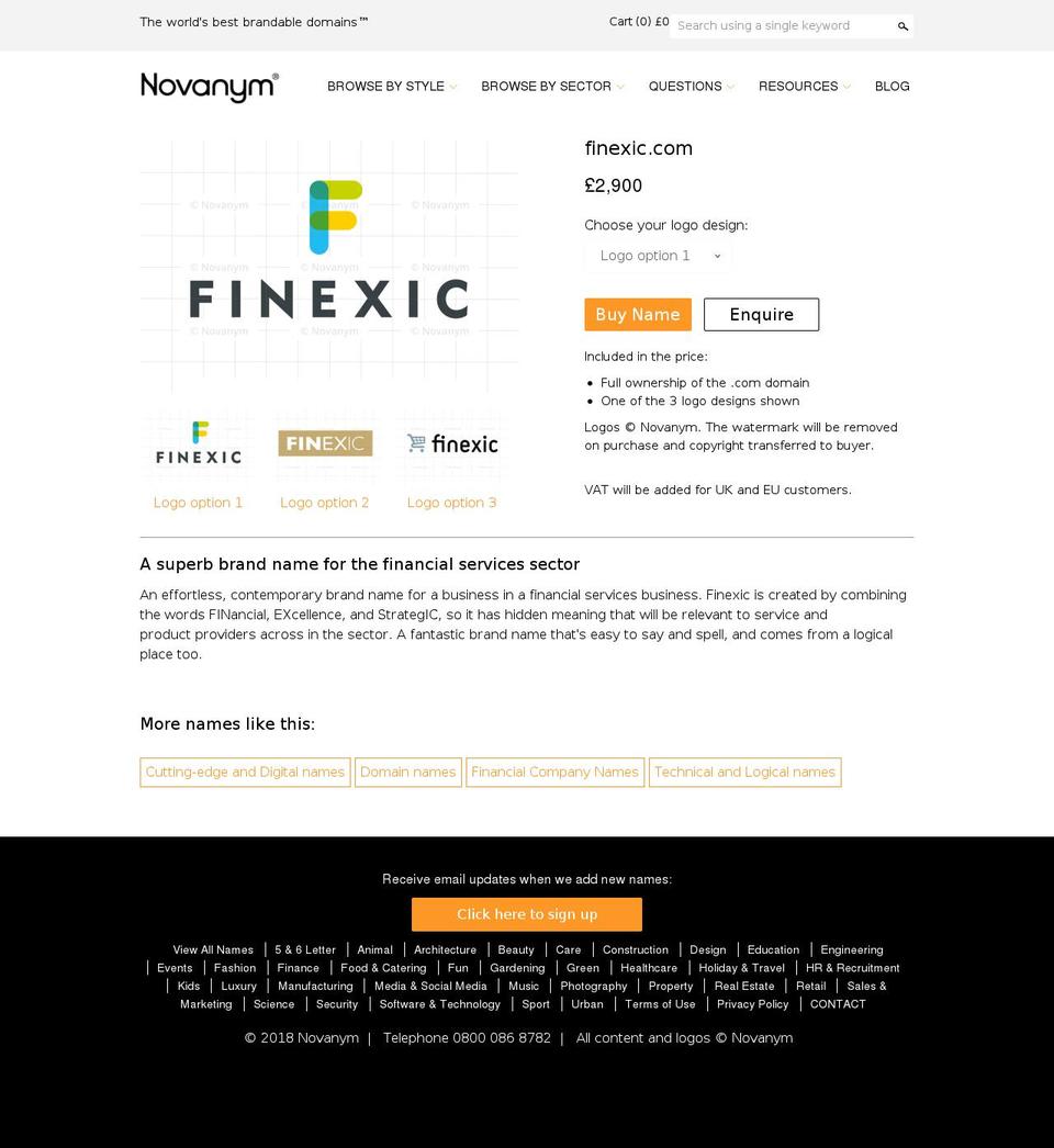 finexic.com — Shopify storefront screenshot