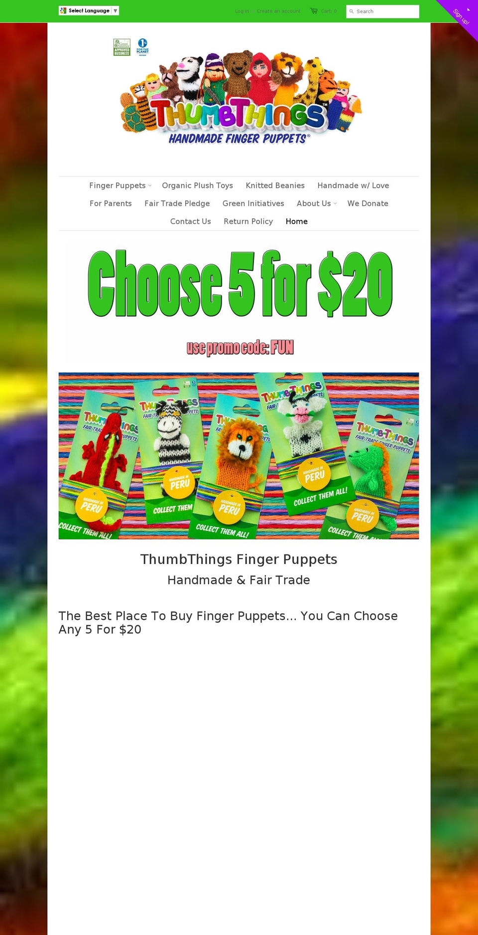 fingerpuppetsinternational.com shopify website screenshot