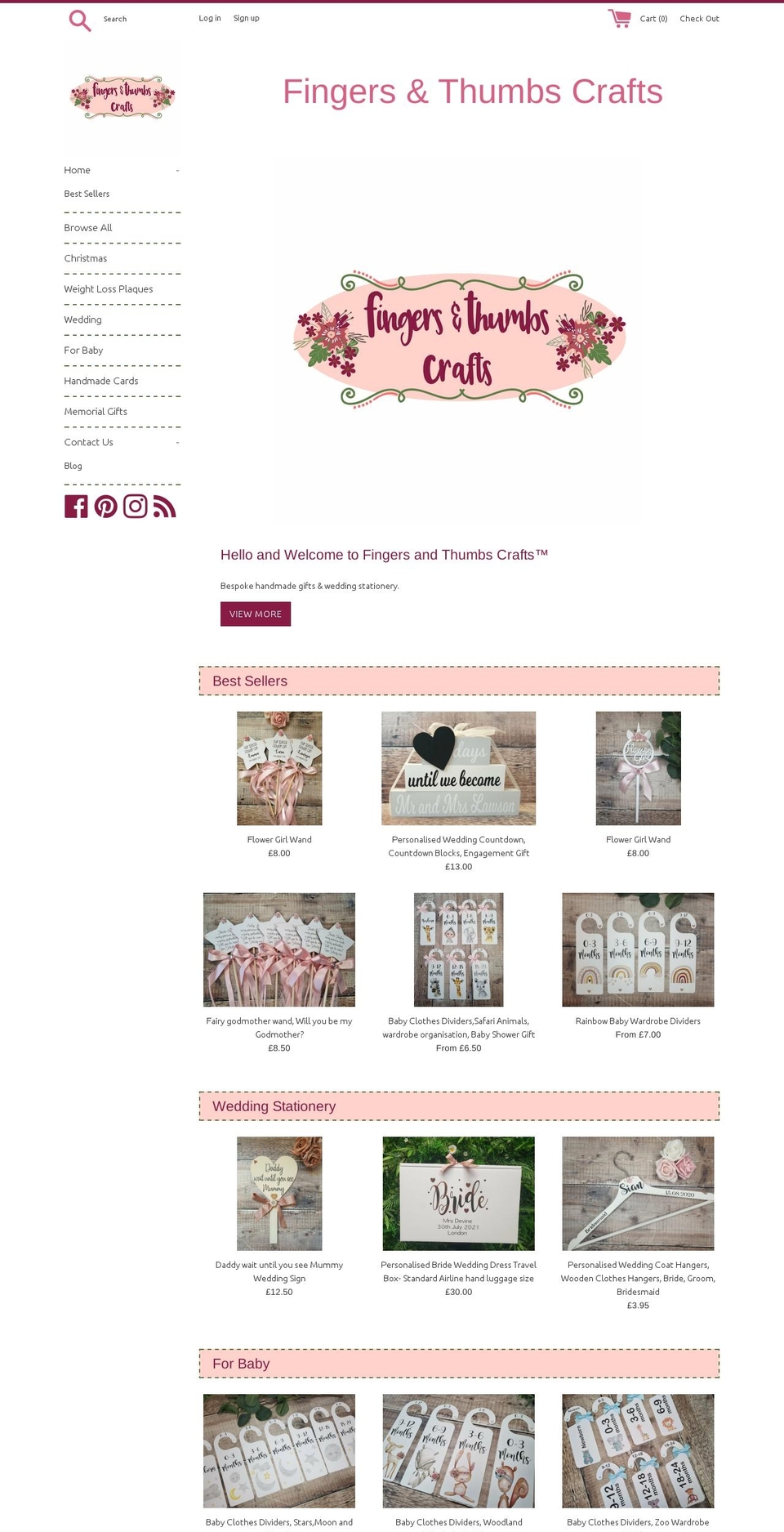 fingersandthumbscrafts.co.uk shopify website screenshot