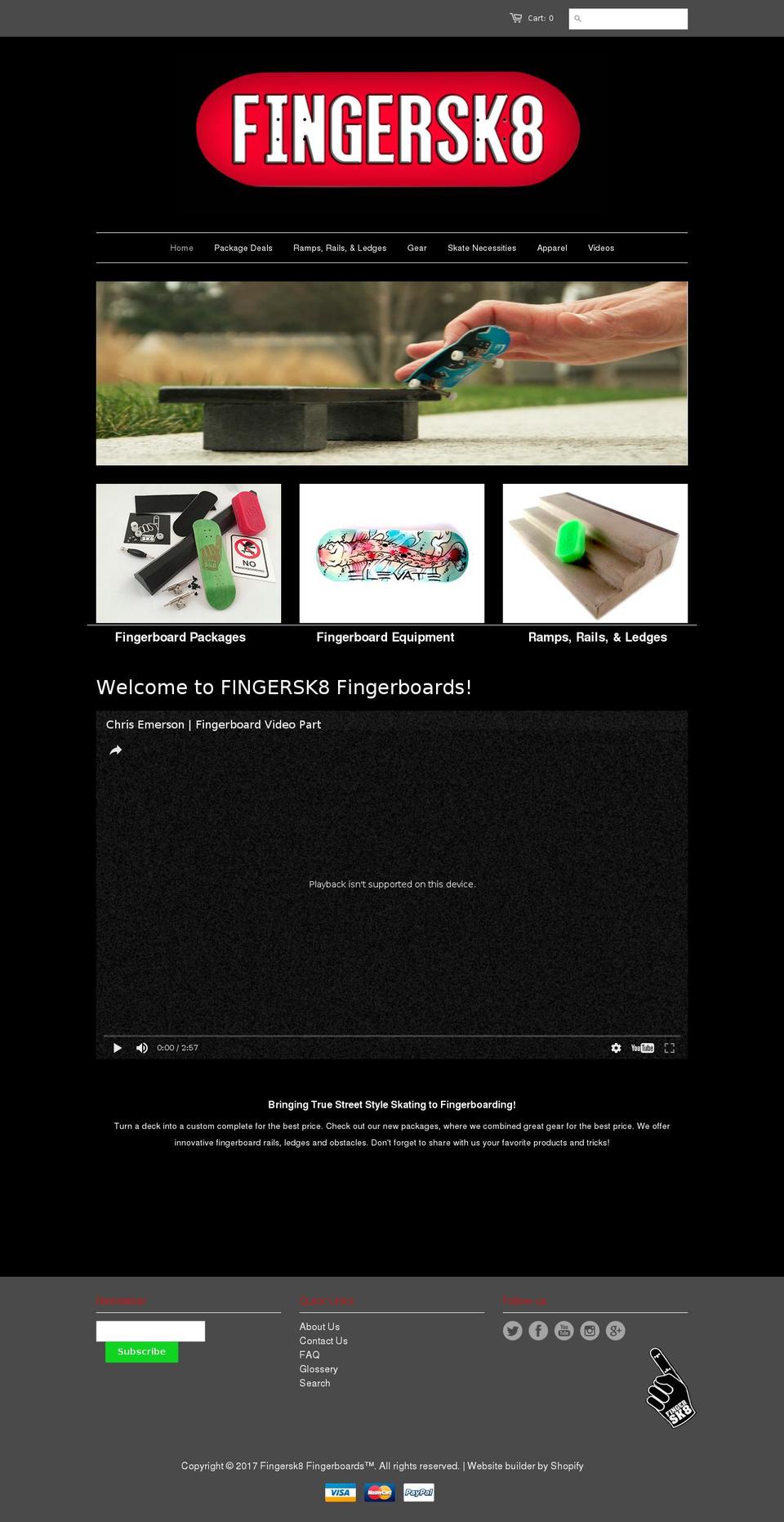 fingersk8.com shopify website screenshot