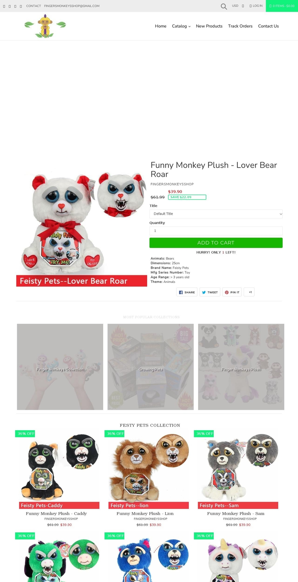 fingersmonkeysshop.myshopify.com shopify website screenshot