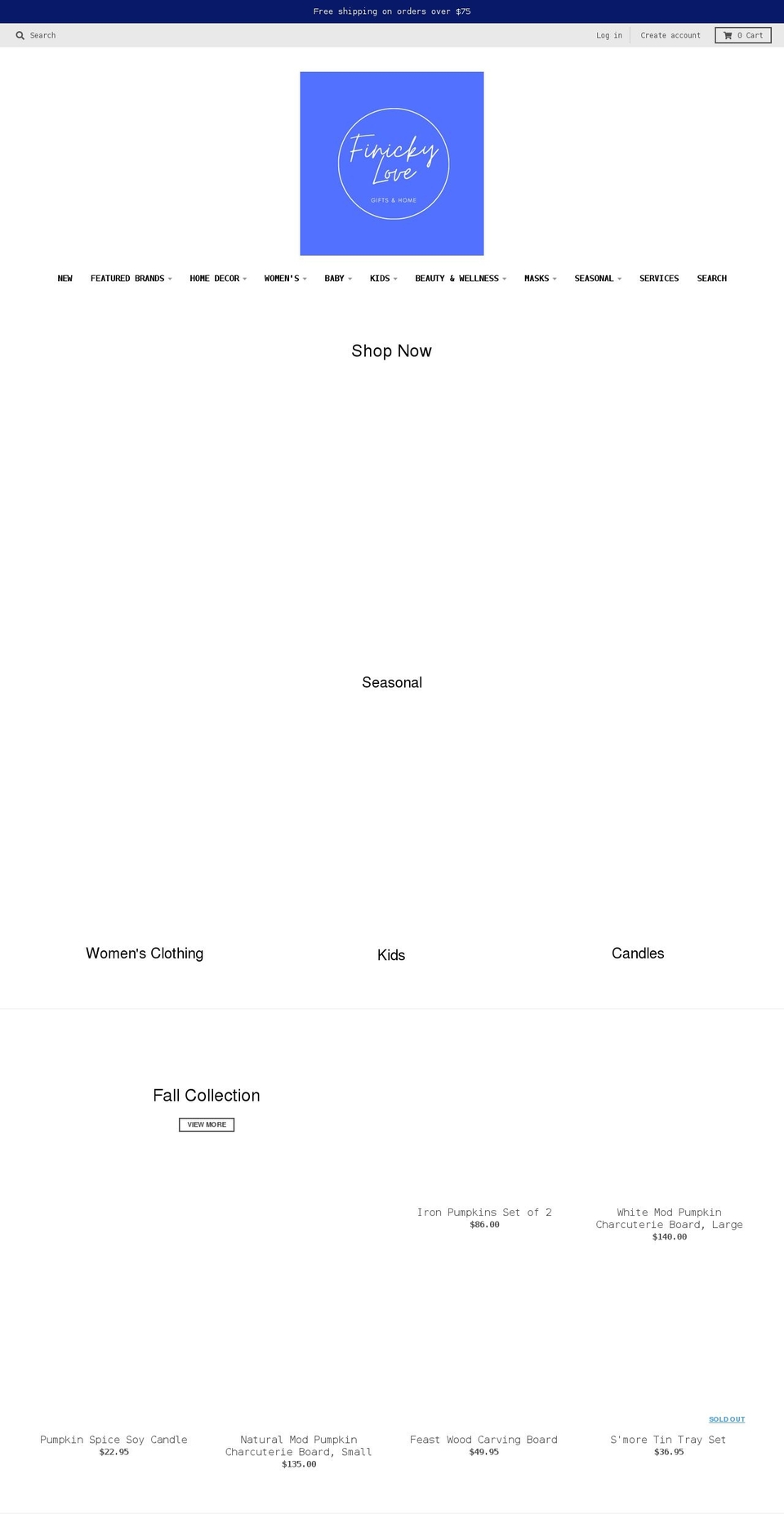 finickylove.com — Shopify storefront screenshot