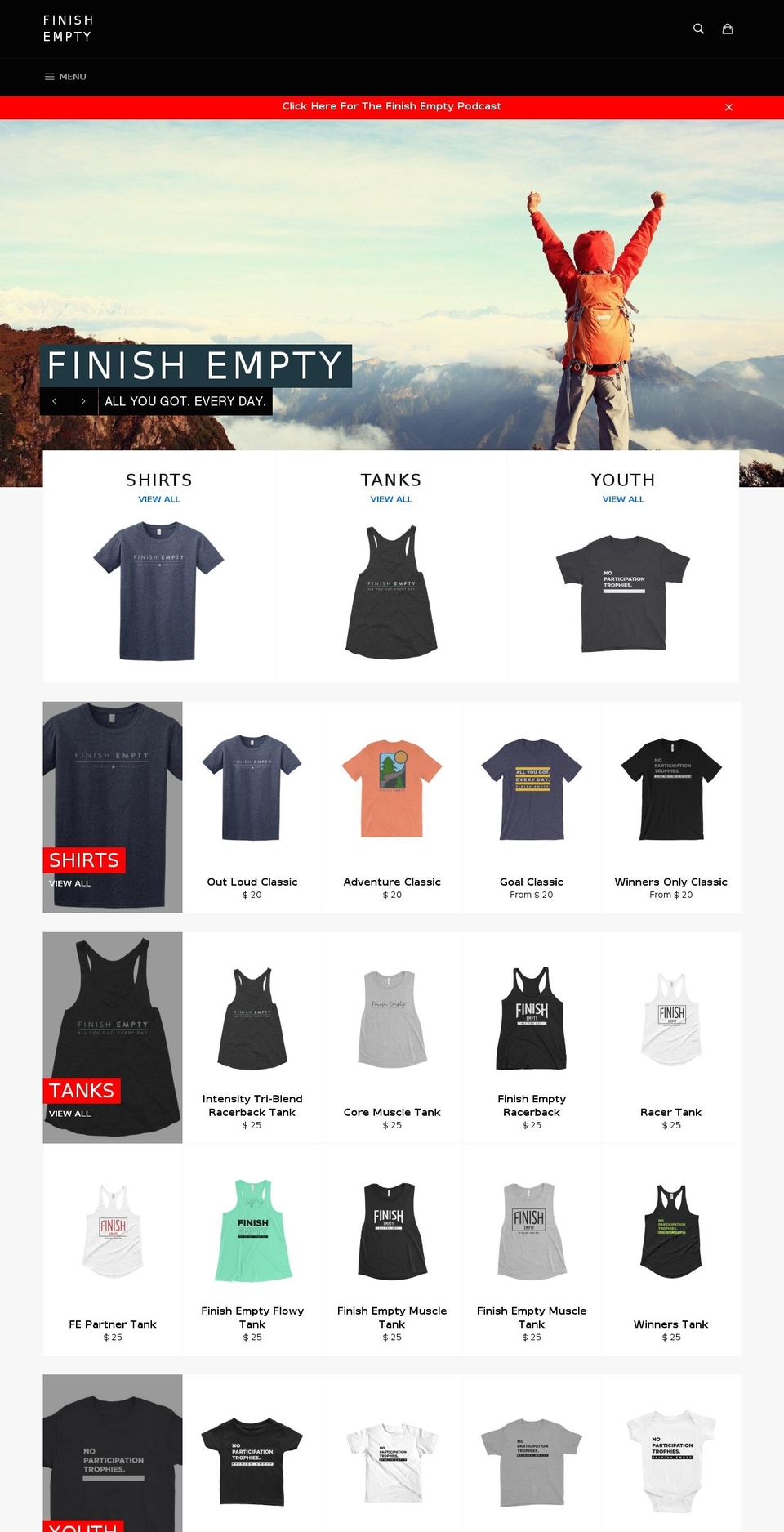 finishempty.com — Shopify storefront screenshot