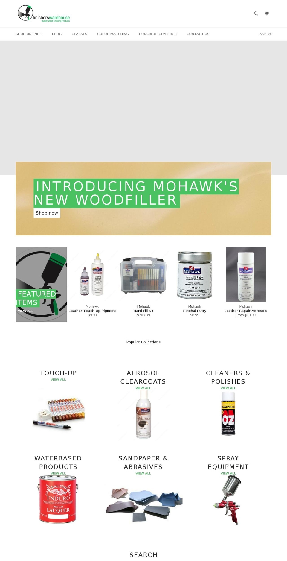 finisherswarehouse.com shopify website screenshot