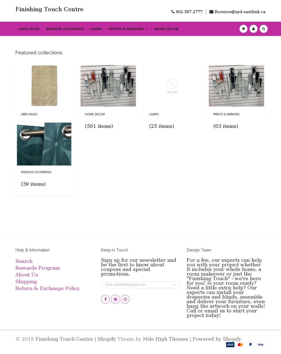finishingtouchcentre.com — Shopify storefront screenshot