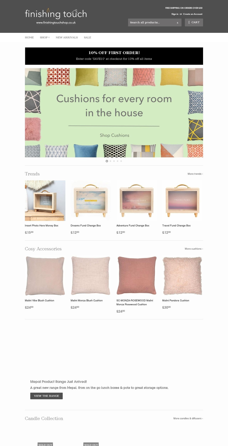 finishingtouchshop.co.uk shopify website screenshot
