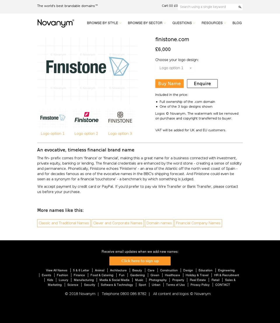 finistone.com shopify website screenshot