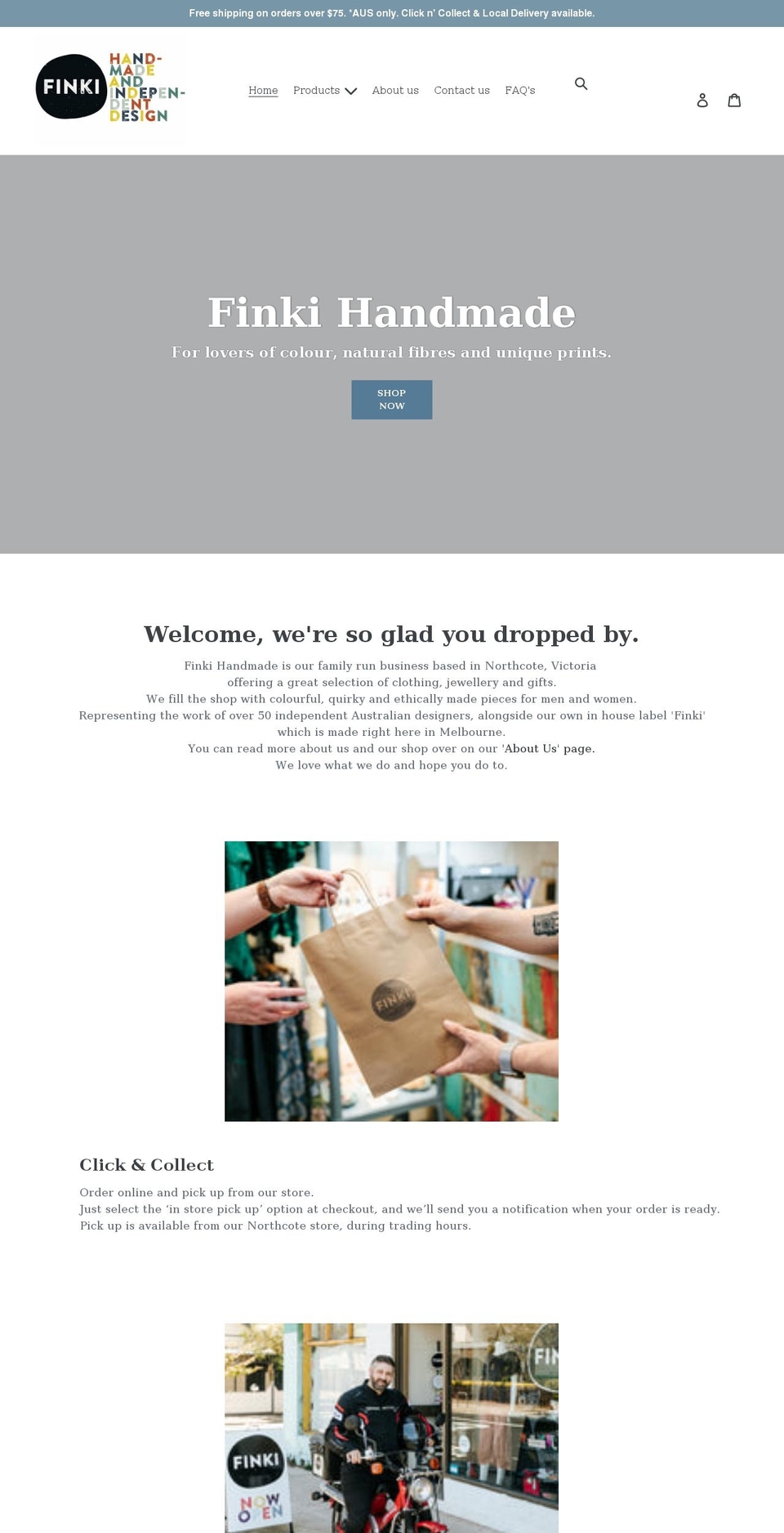 finki.com.au shopify website screenshot