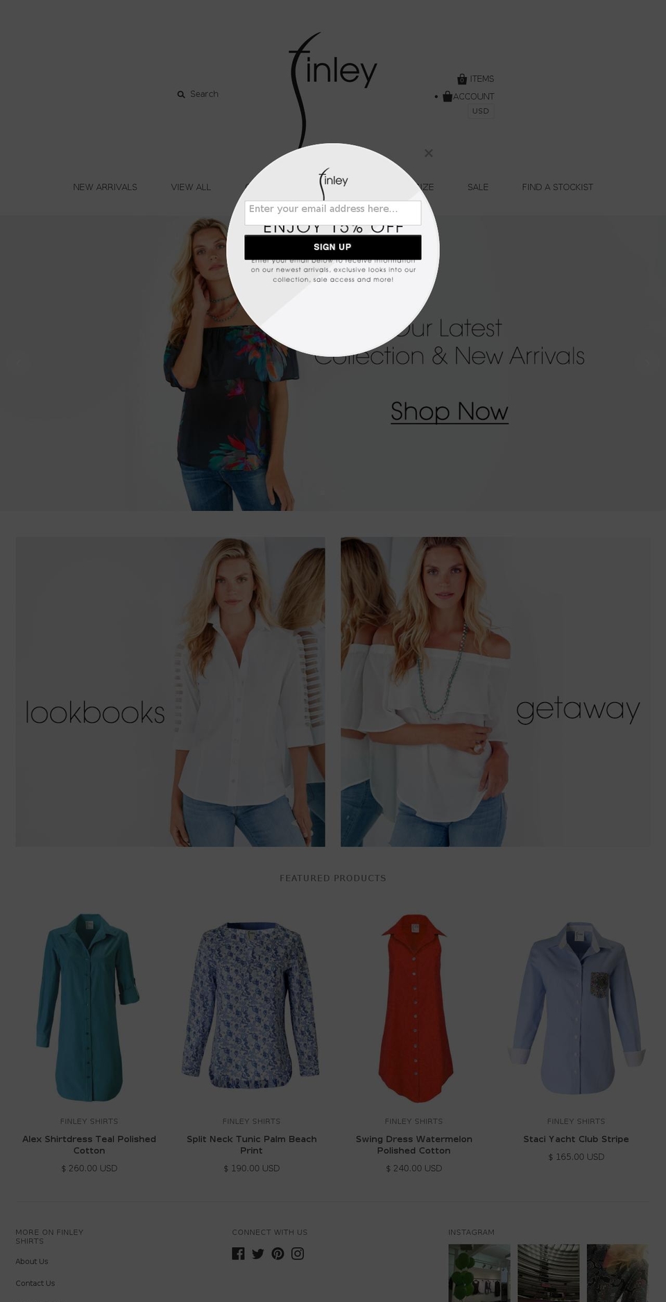 Main Pacific Theme Shopify theme site example finleyshirt.com