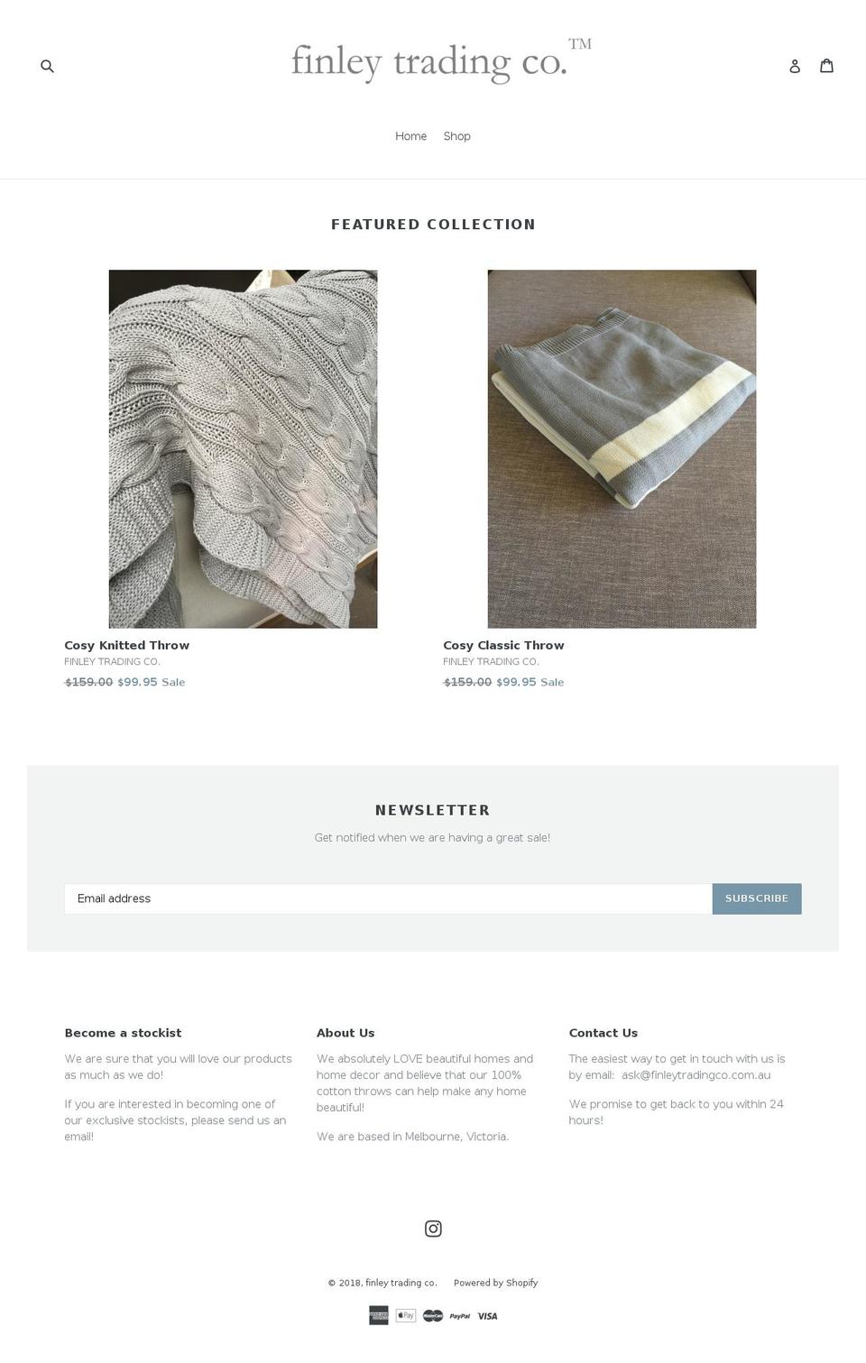 finleytradingco.com.au shopify website screenshot