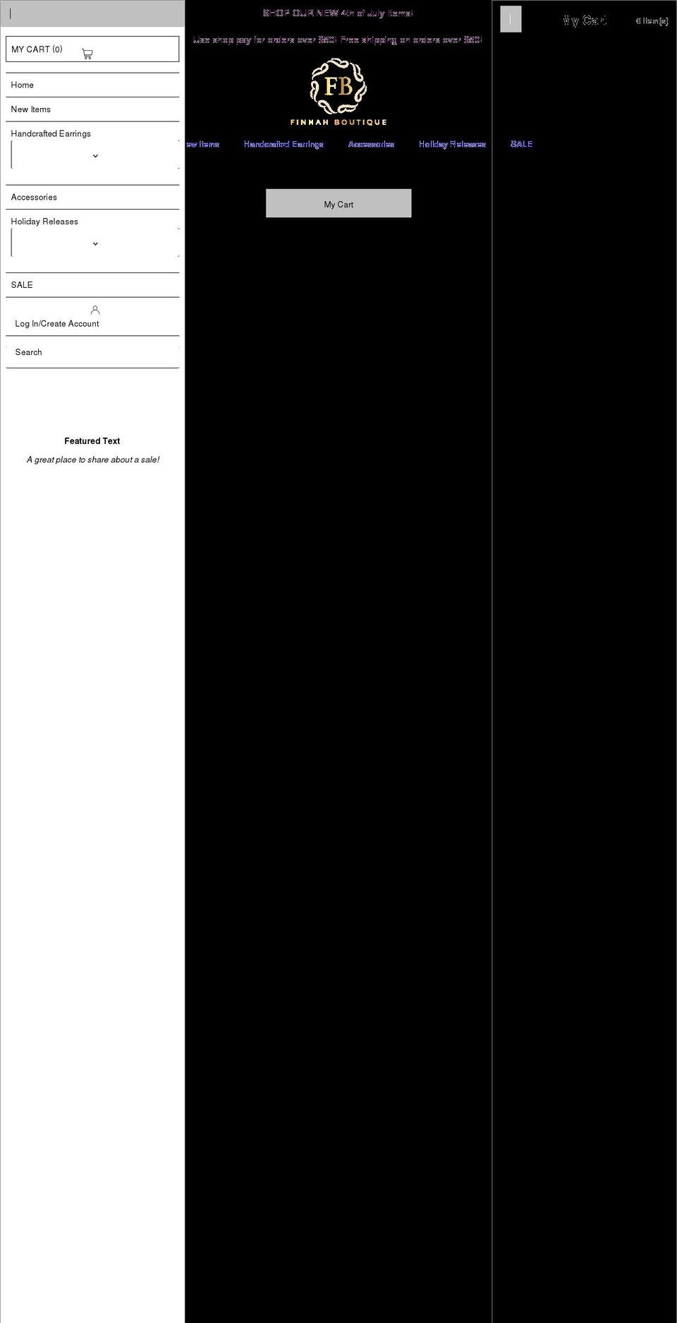 finnahboutique.com shopify website screenshot