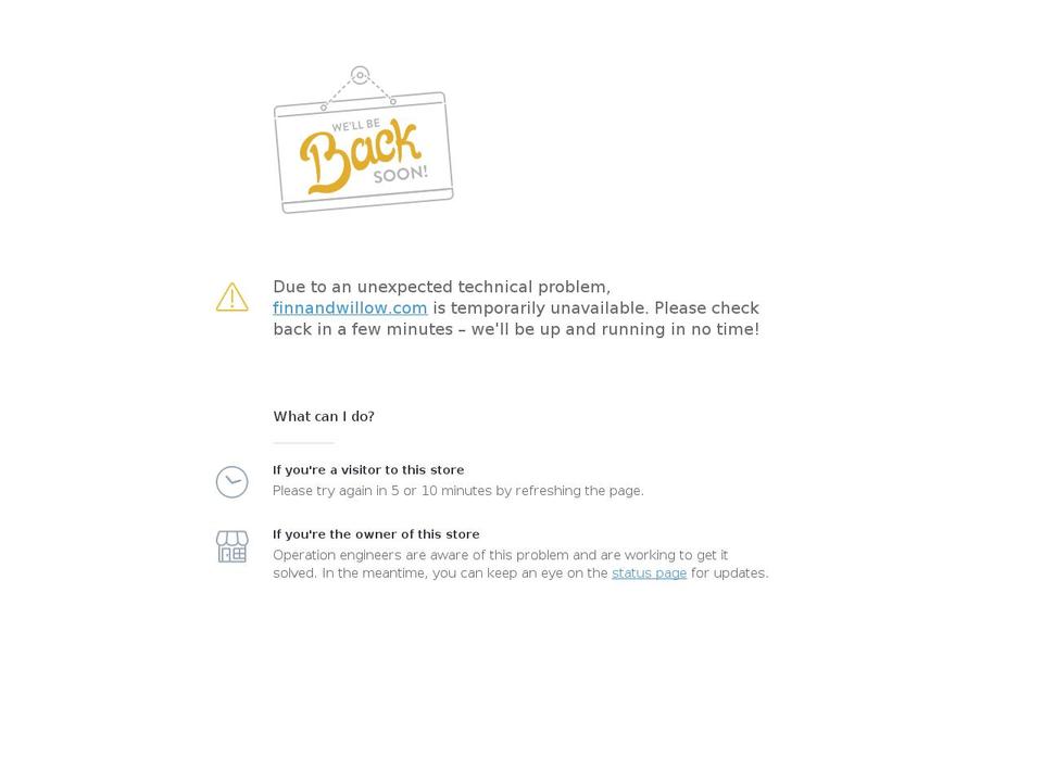finnandwillow.com shopify website screenshot