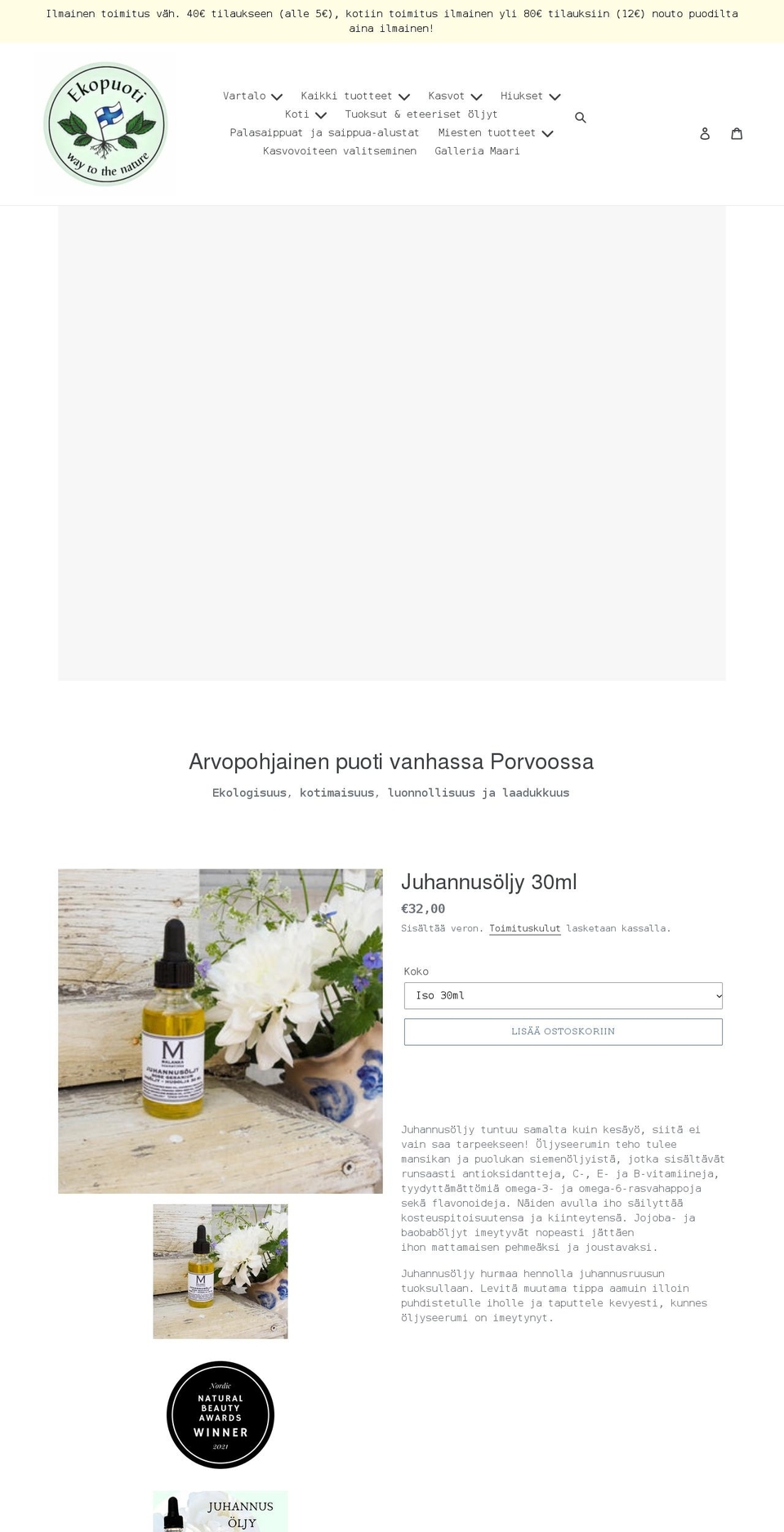 finnaturecosmetics.com shopify website screenshot