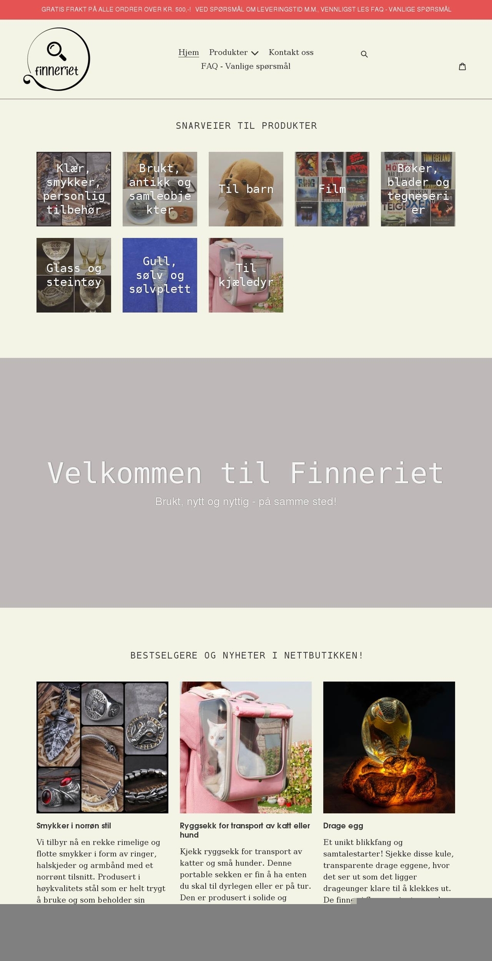 finneriet.no shopify website screenshot