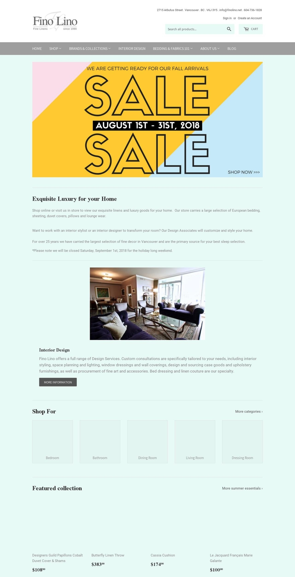 finolino.ca shopify website screenshot