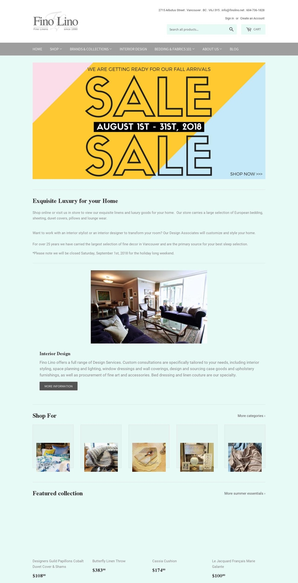 finolinocanada.com — Shopify storefront screenshot