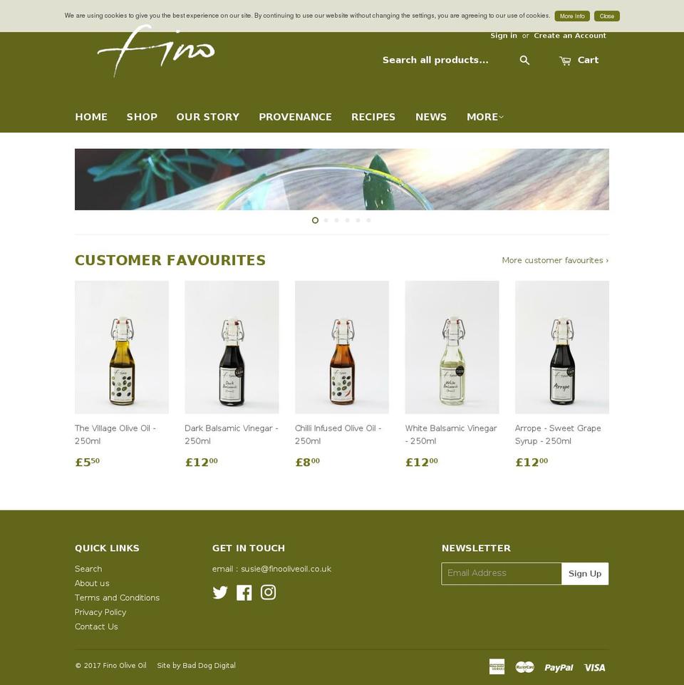 finooliveoil.co.uk shopify website screenshot