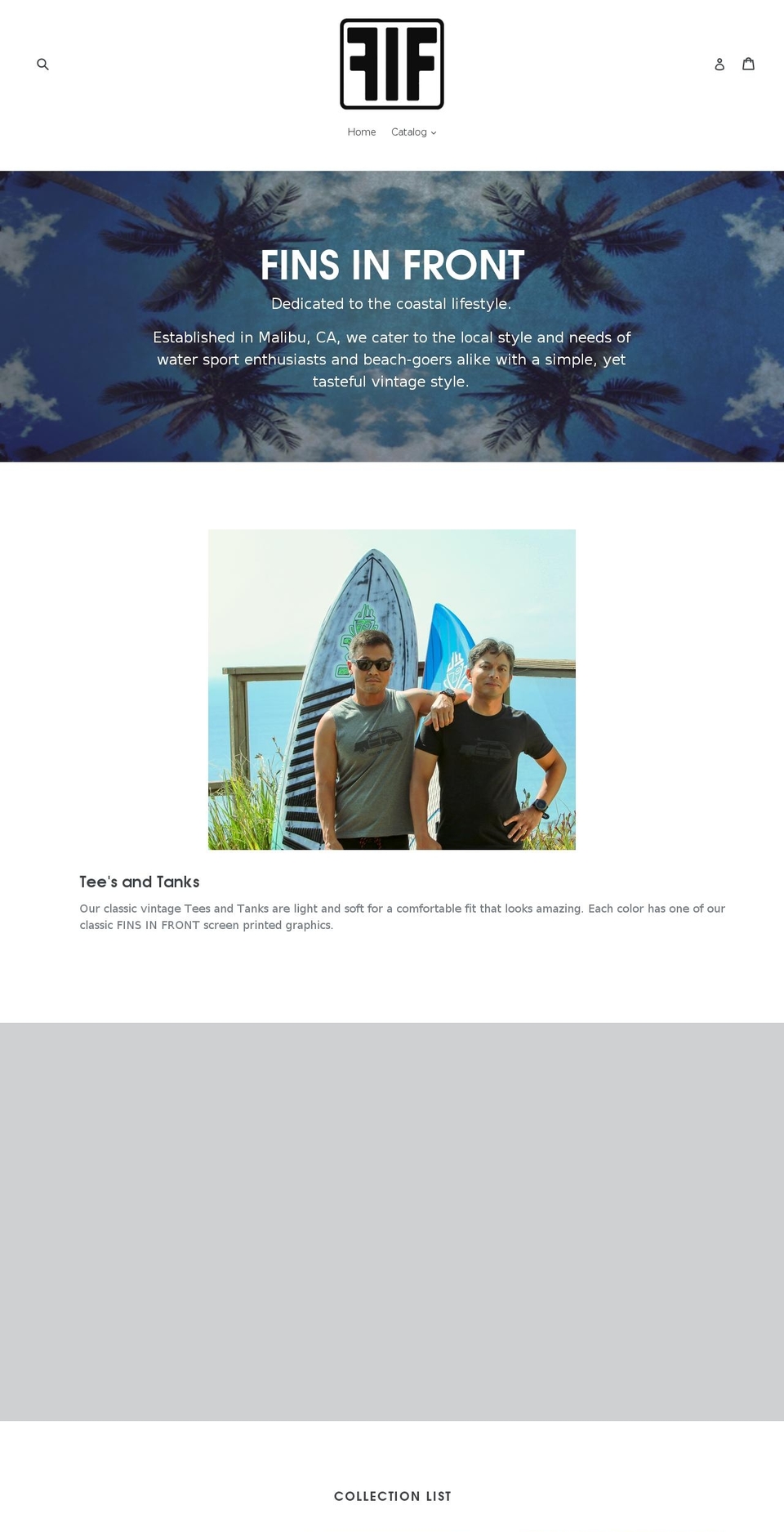 finsinfront.com — Shopify storefront screenshot
