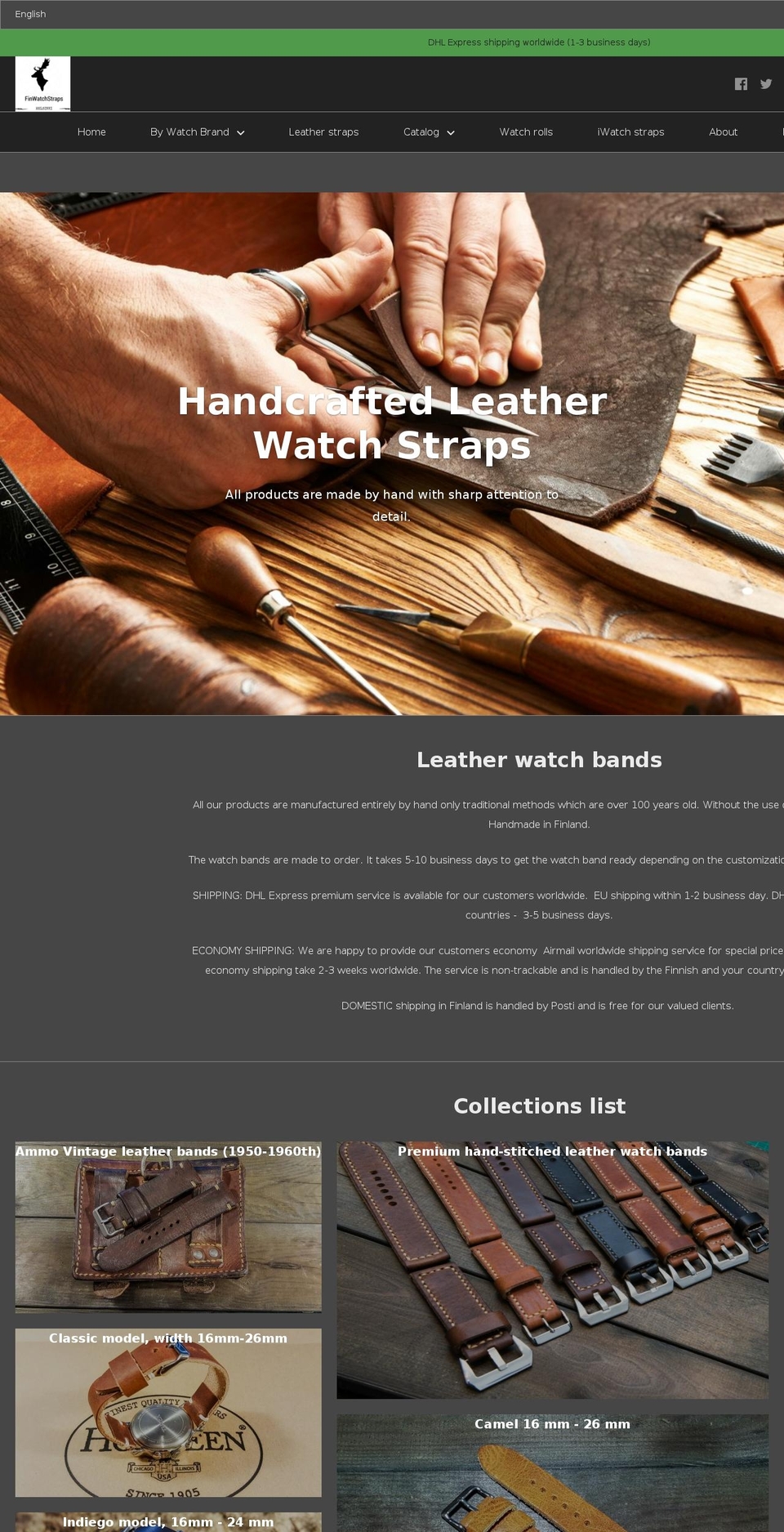 finwatchstraps.com shopify website screenshot