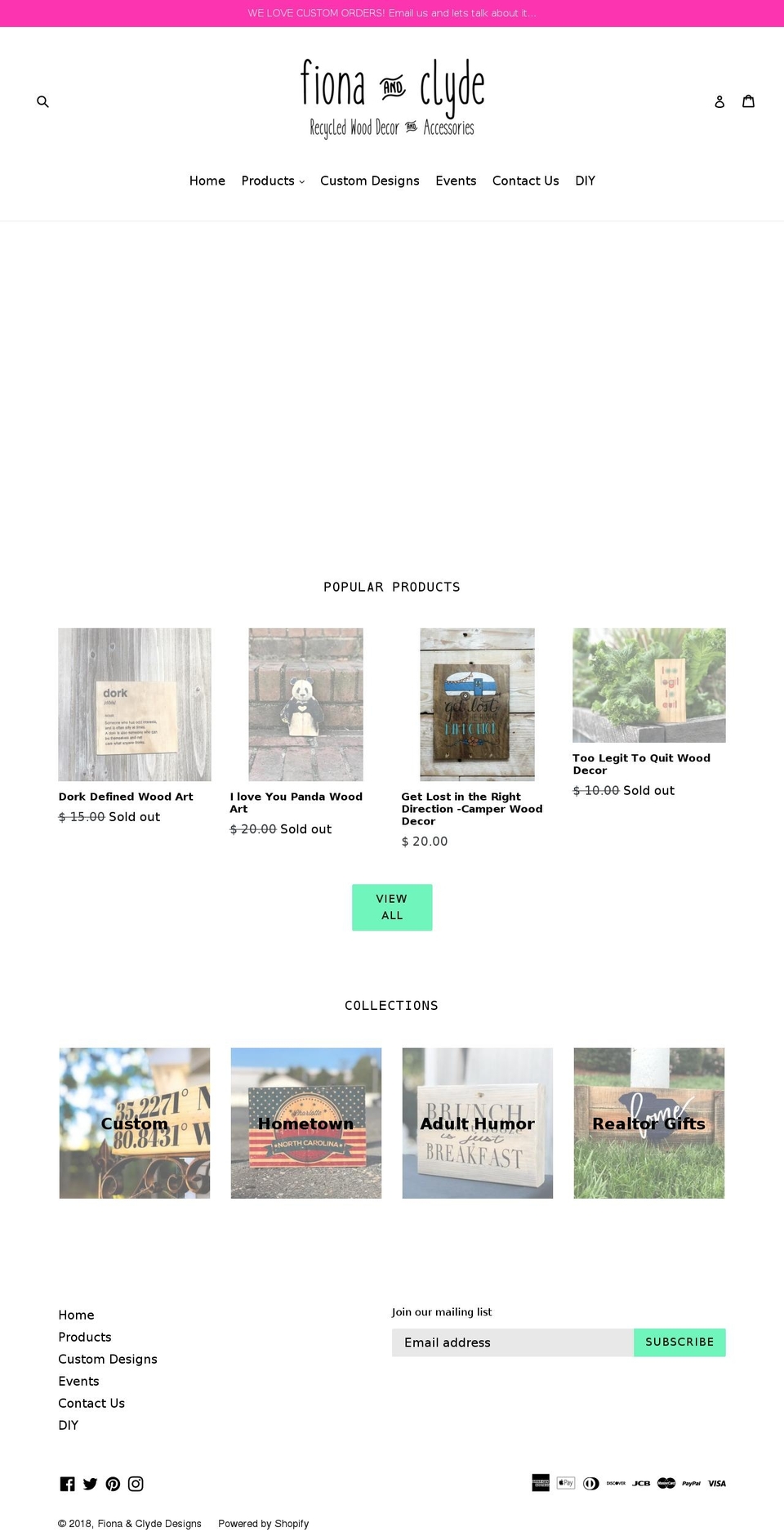 fionaclydedesigns.com — Shopify storefront screenshot