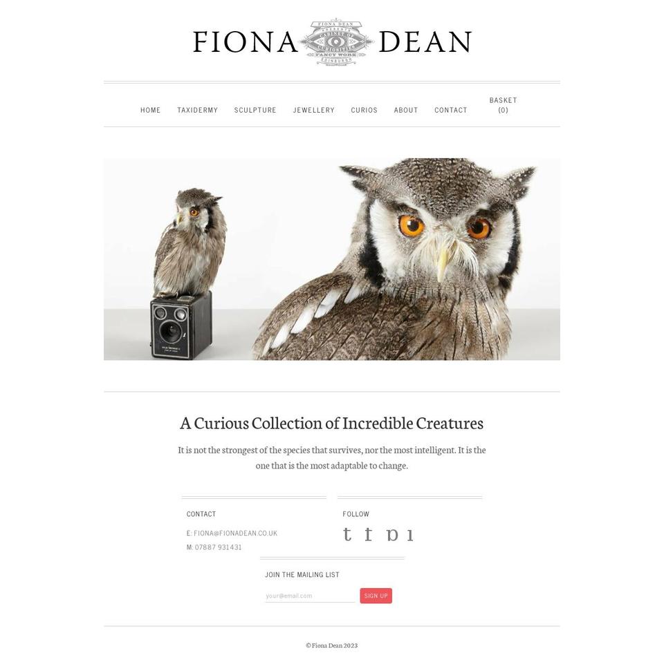 fionadean.co.uk shopify website screenshot