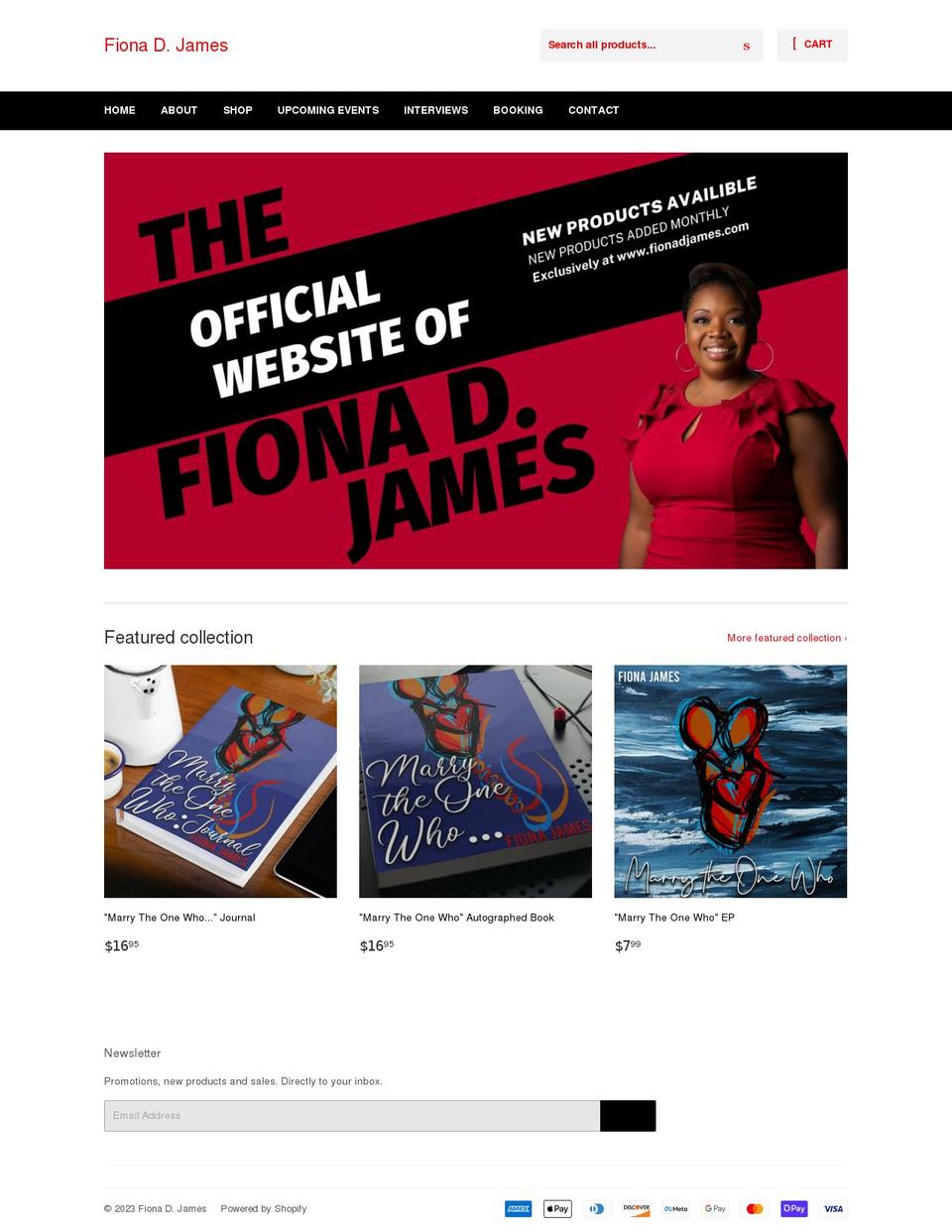 fionadjames.com shopify website screenshot