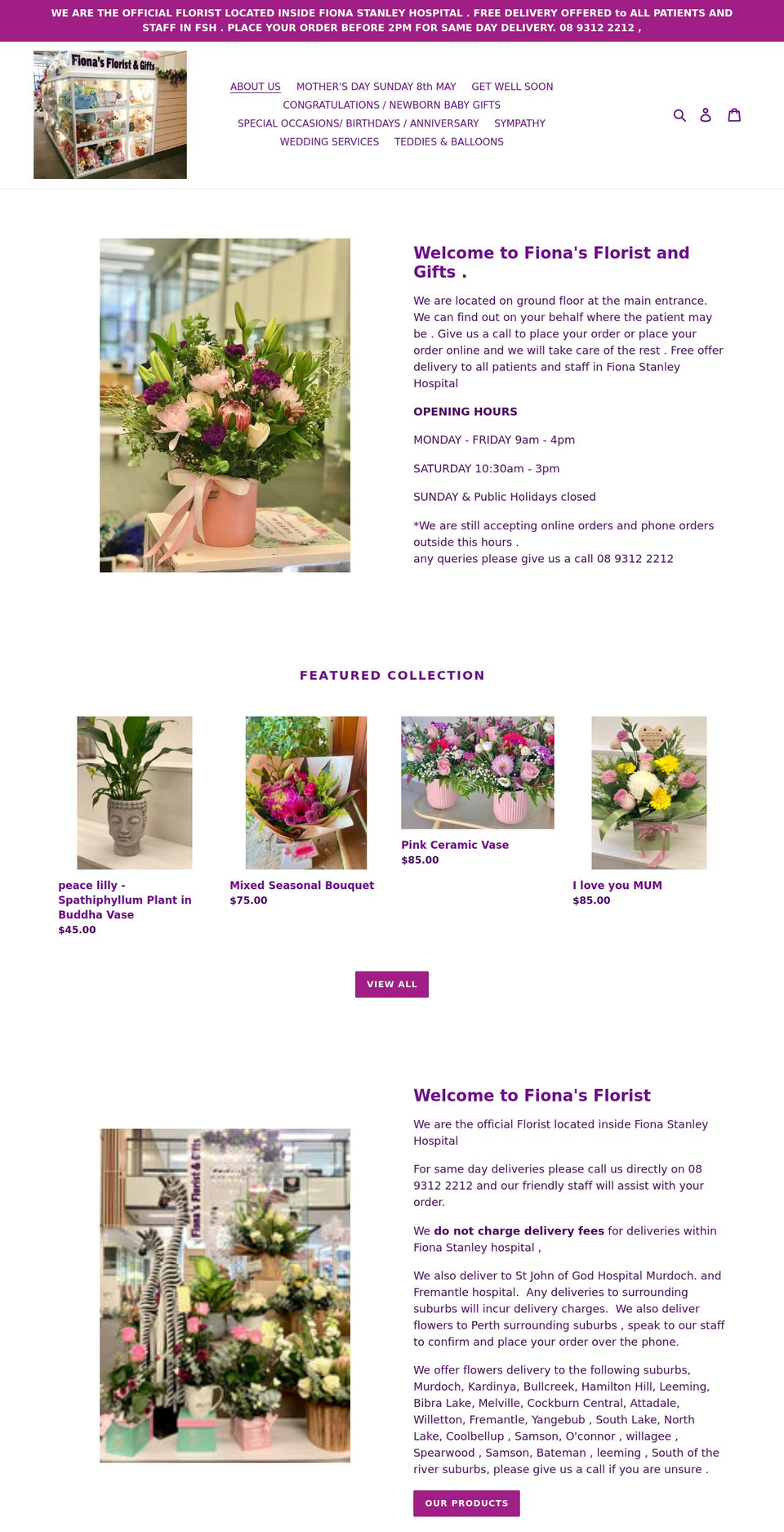 fionastanleyhospitalfloristandgifts.com shopify website screenshot
