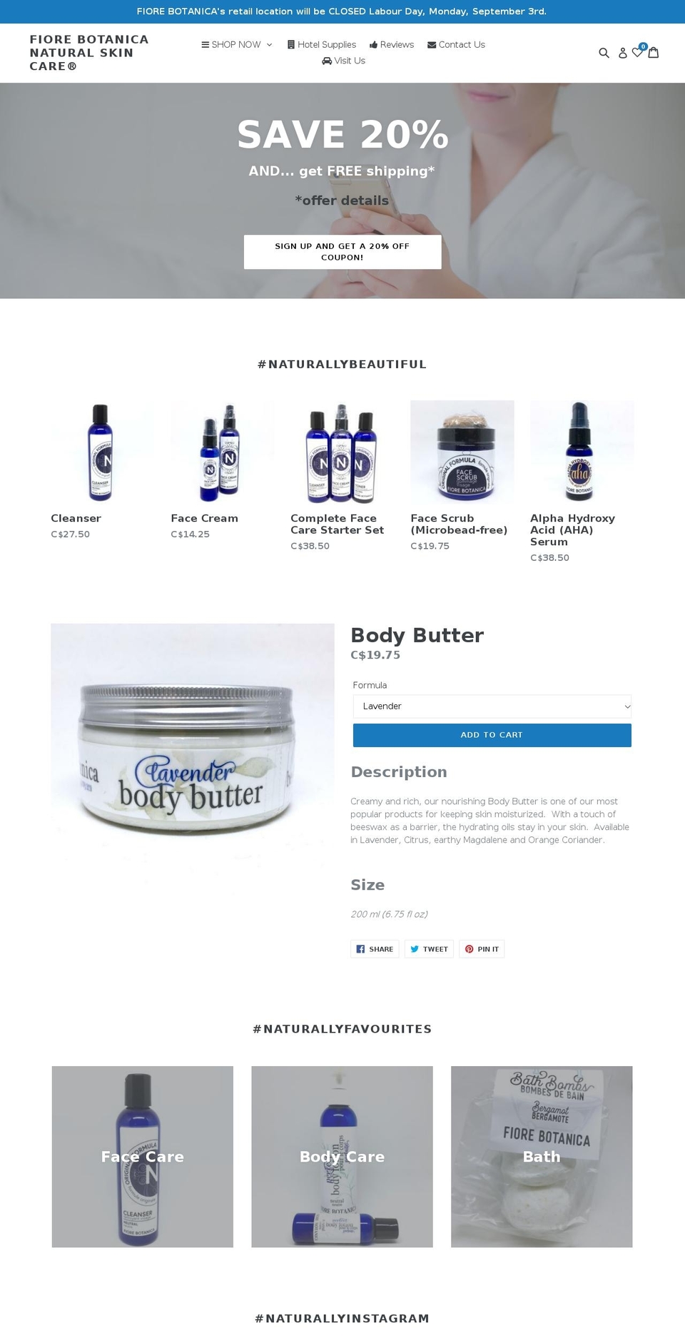 fiorebotanica.net shopify website screenshot