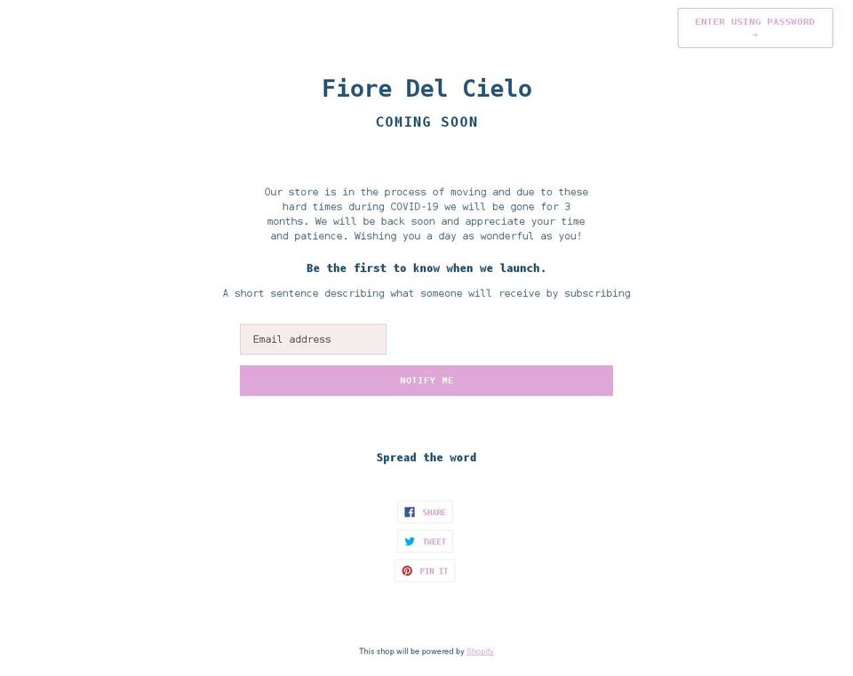 fioredelcielo.com shopify website screenshot