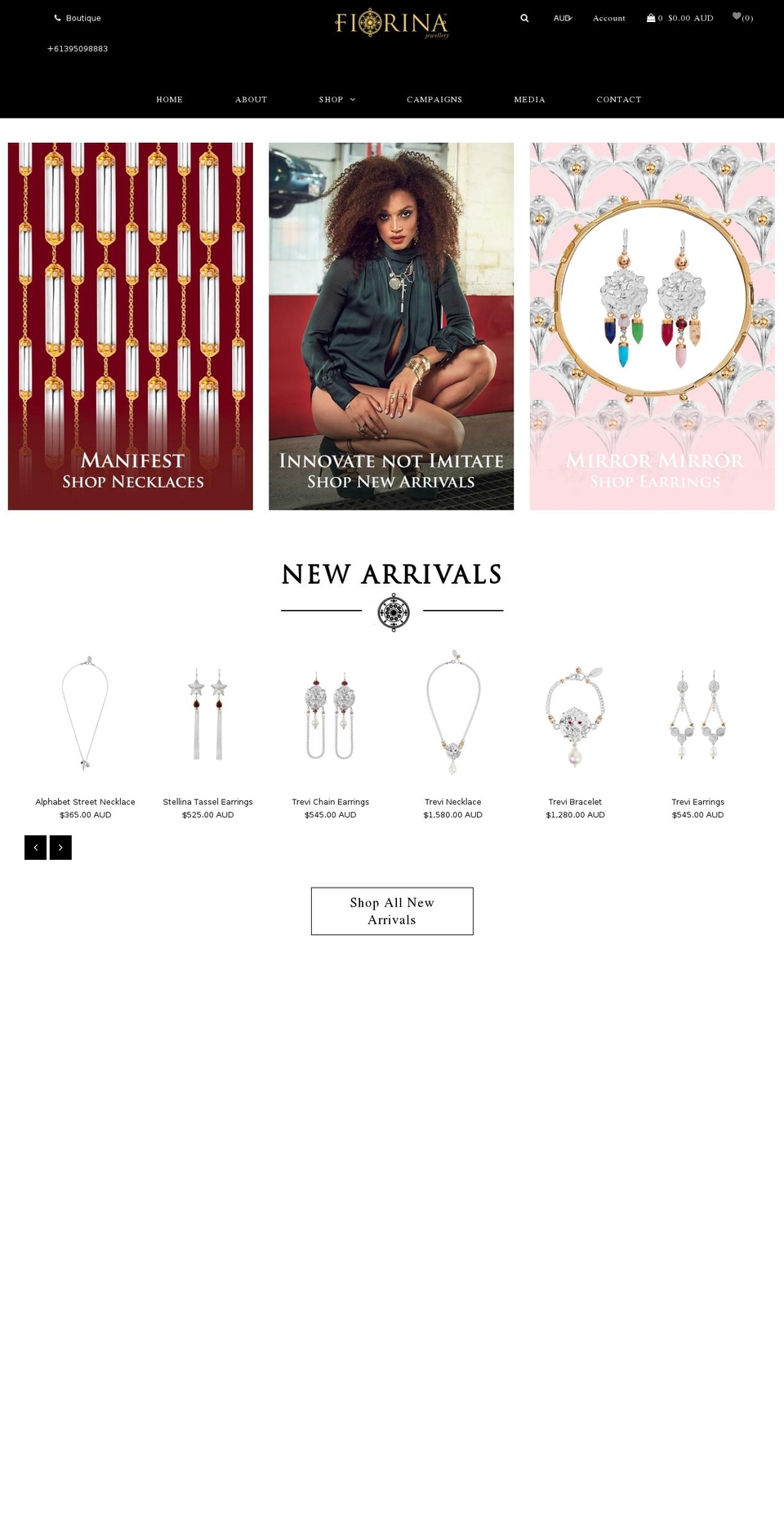 fiorinajewellery.com.au shopify website screenshot