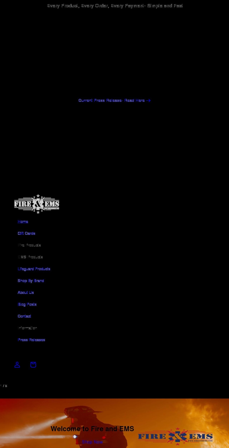 fireandems.com shopify website screenshot