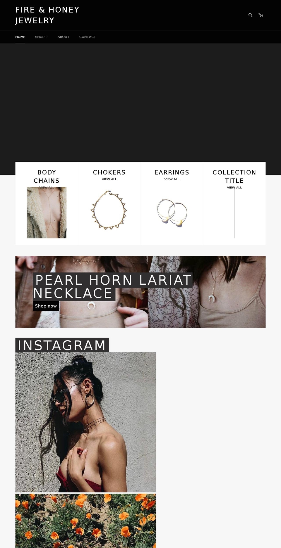 fireandhoneyjewelry.com shopify website screenshot