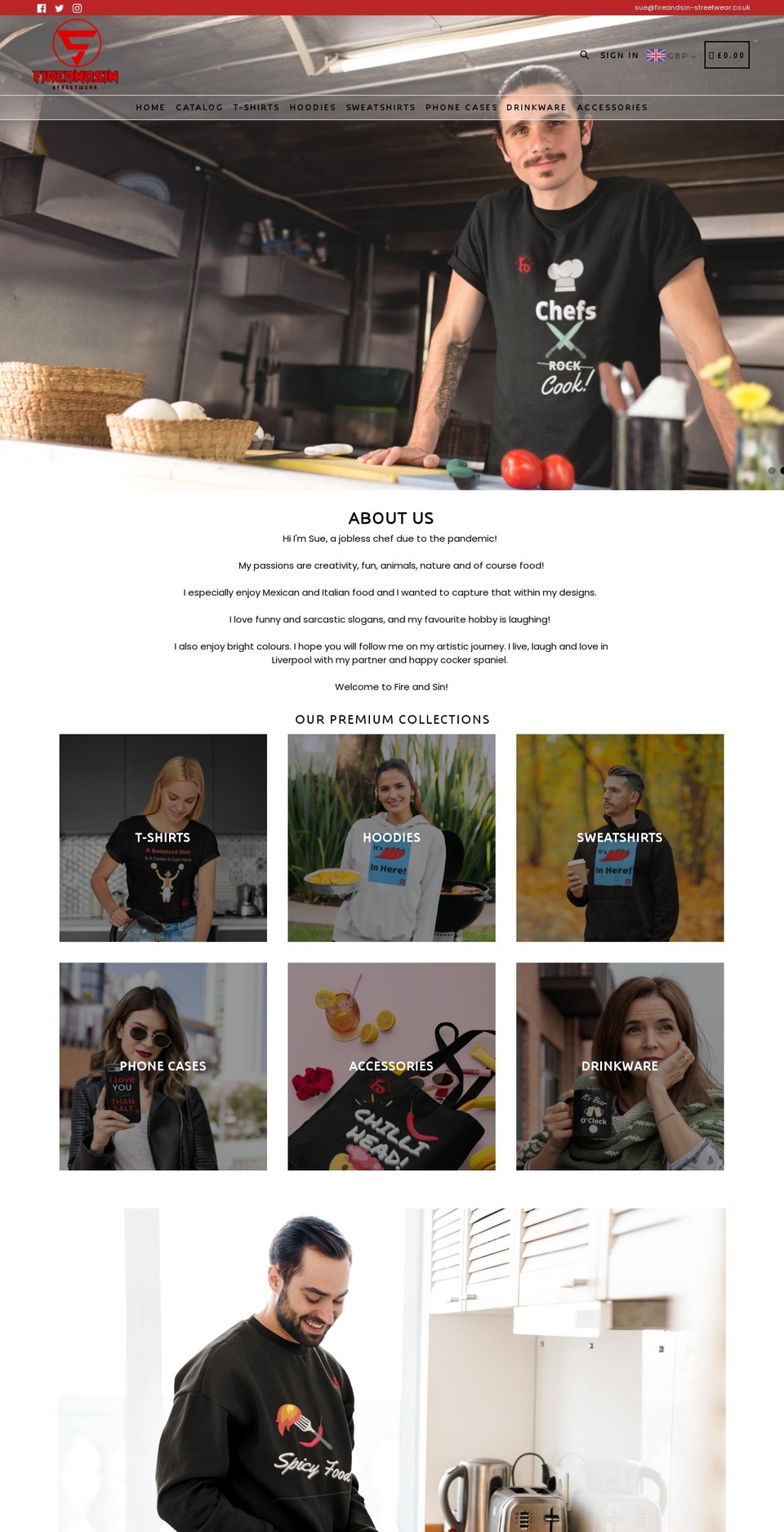 fireandsin-streetwear.com shopify website screenshot
