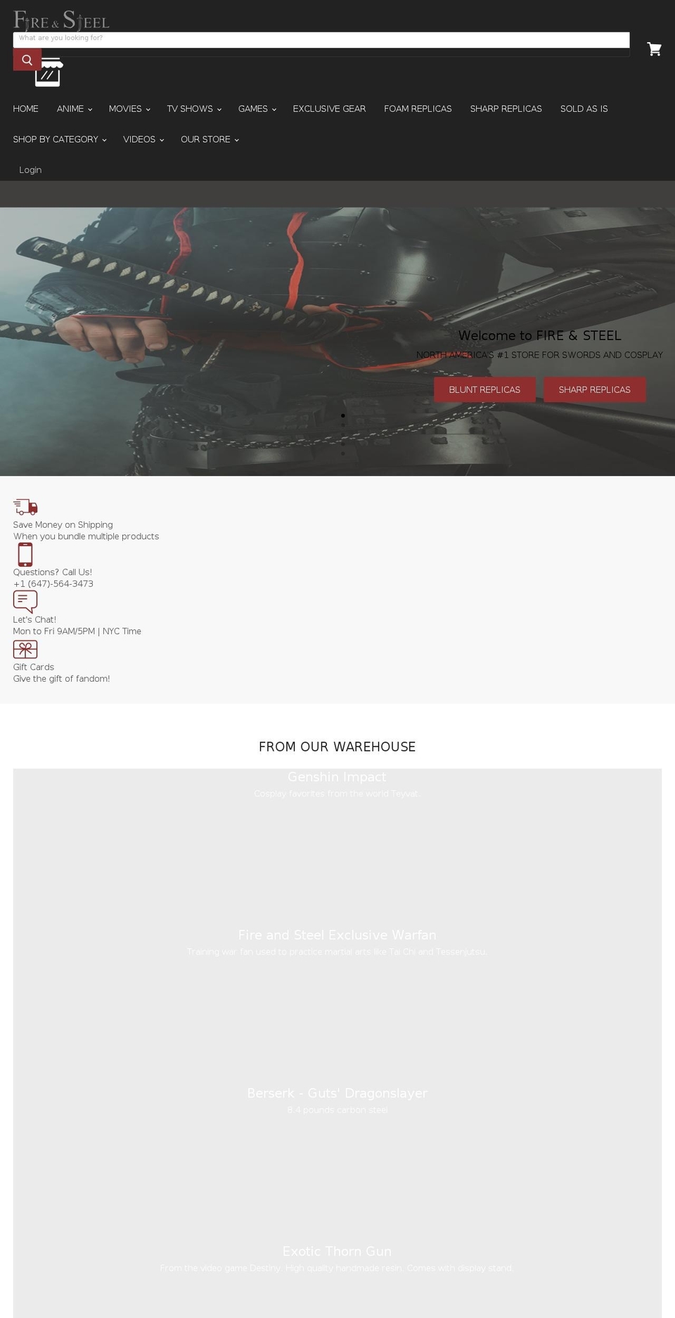 fireandsteel.ca shopify website screenshot