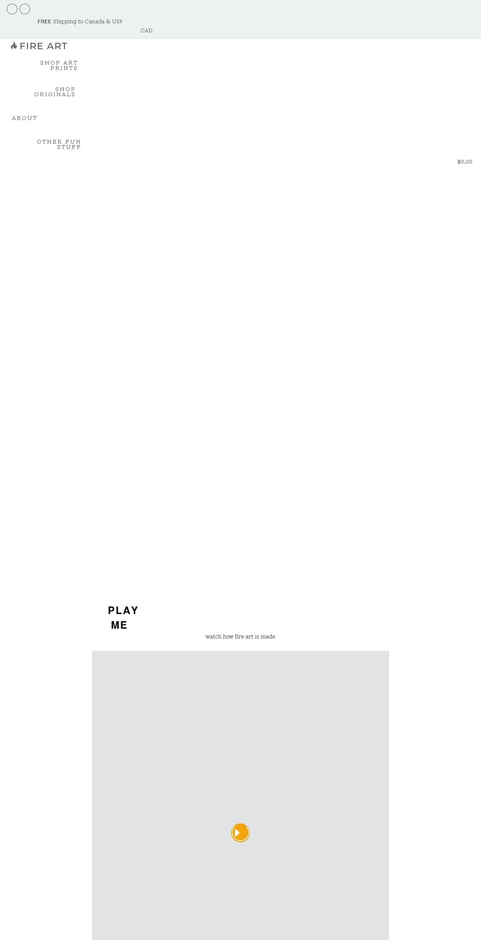 fireart.ca shopify website screenshot