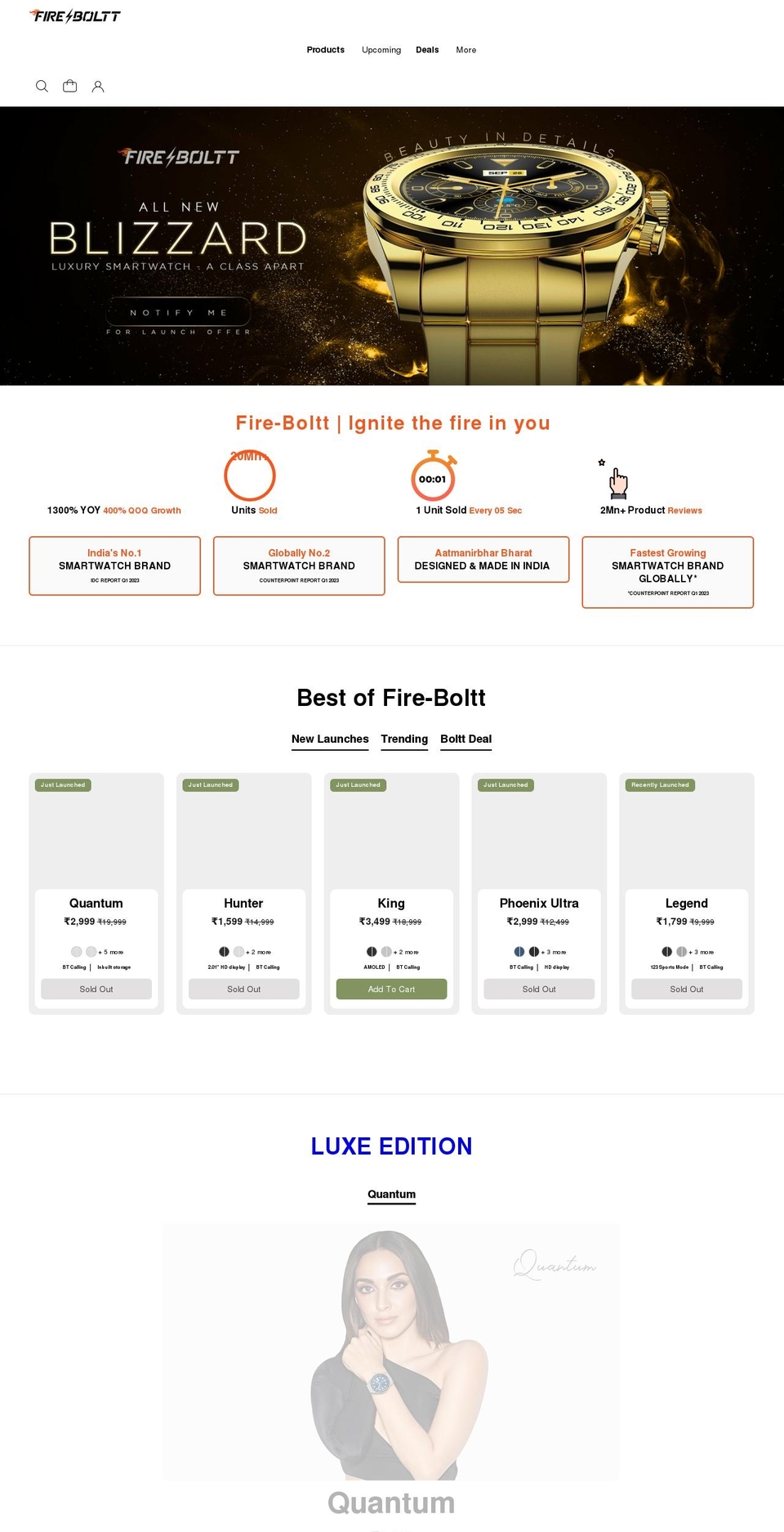 fireboltt.com shopify website screenshot