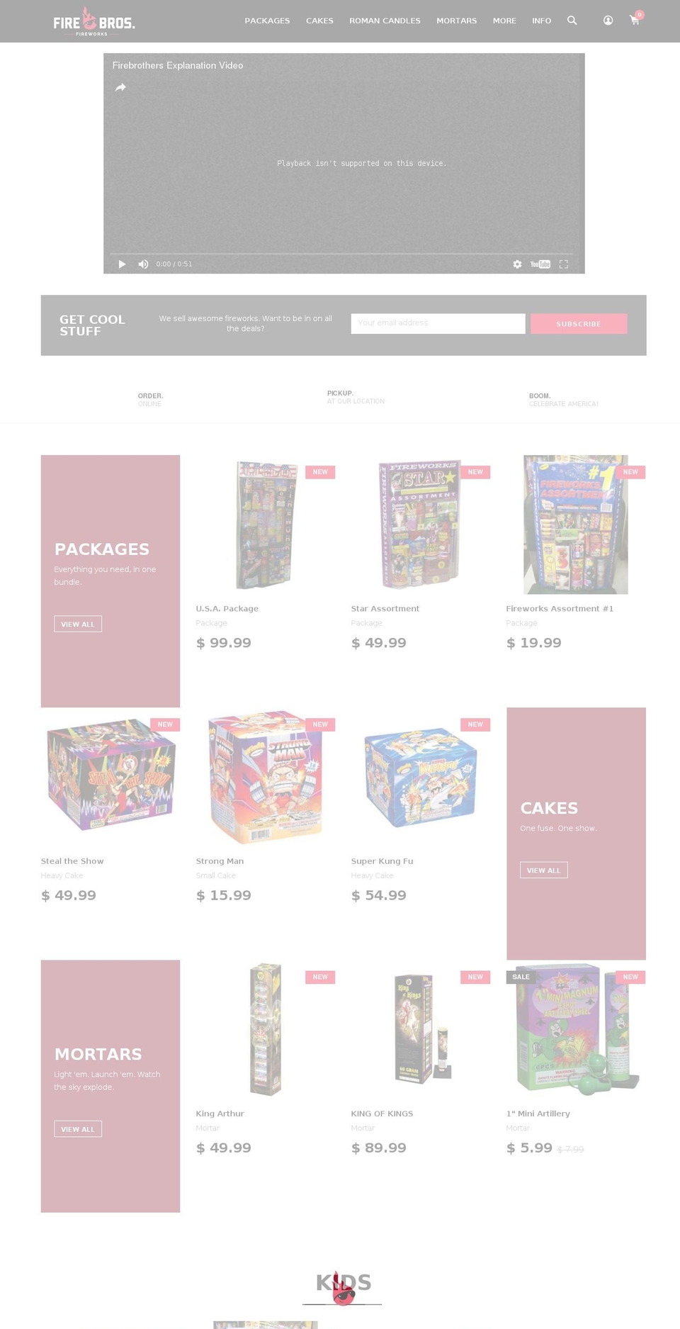 firebrosfireworks.com shopify website screenshot