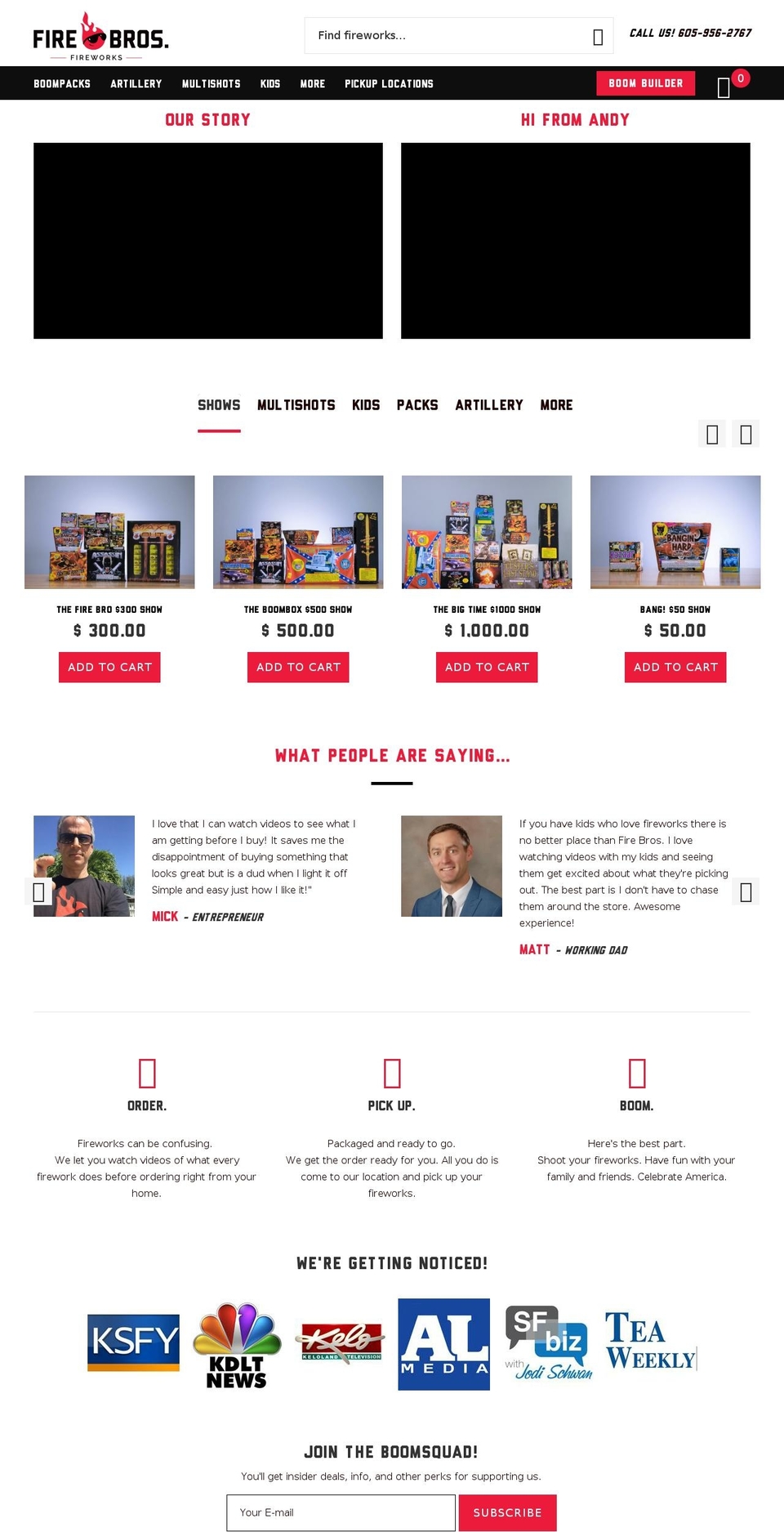 firebrothersfireworks.com — Shopify storefront screenshot