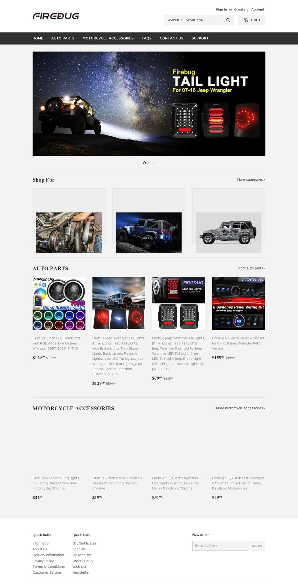 firebugmoto.com shopify website screenshot