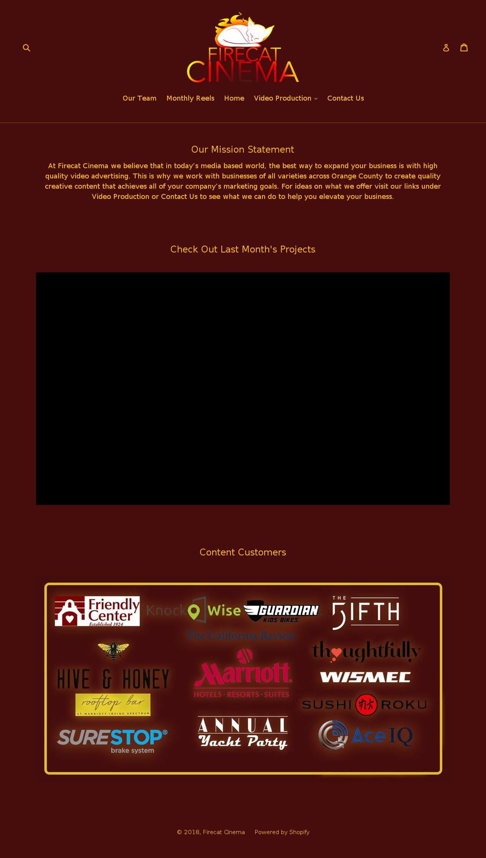 firecatcinema.com — Shopify storefront screenshot