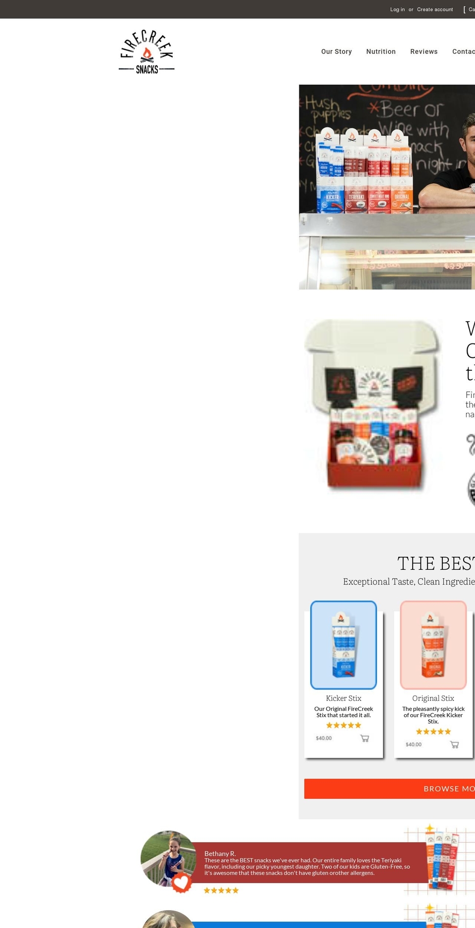 firecreeksnacks.com shopify website screenshot
