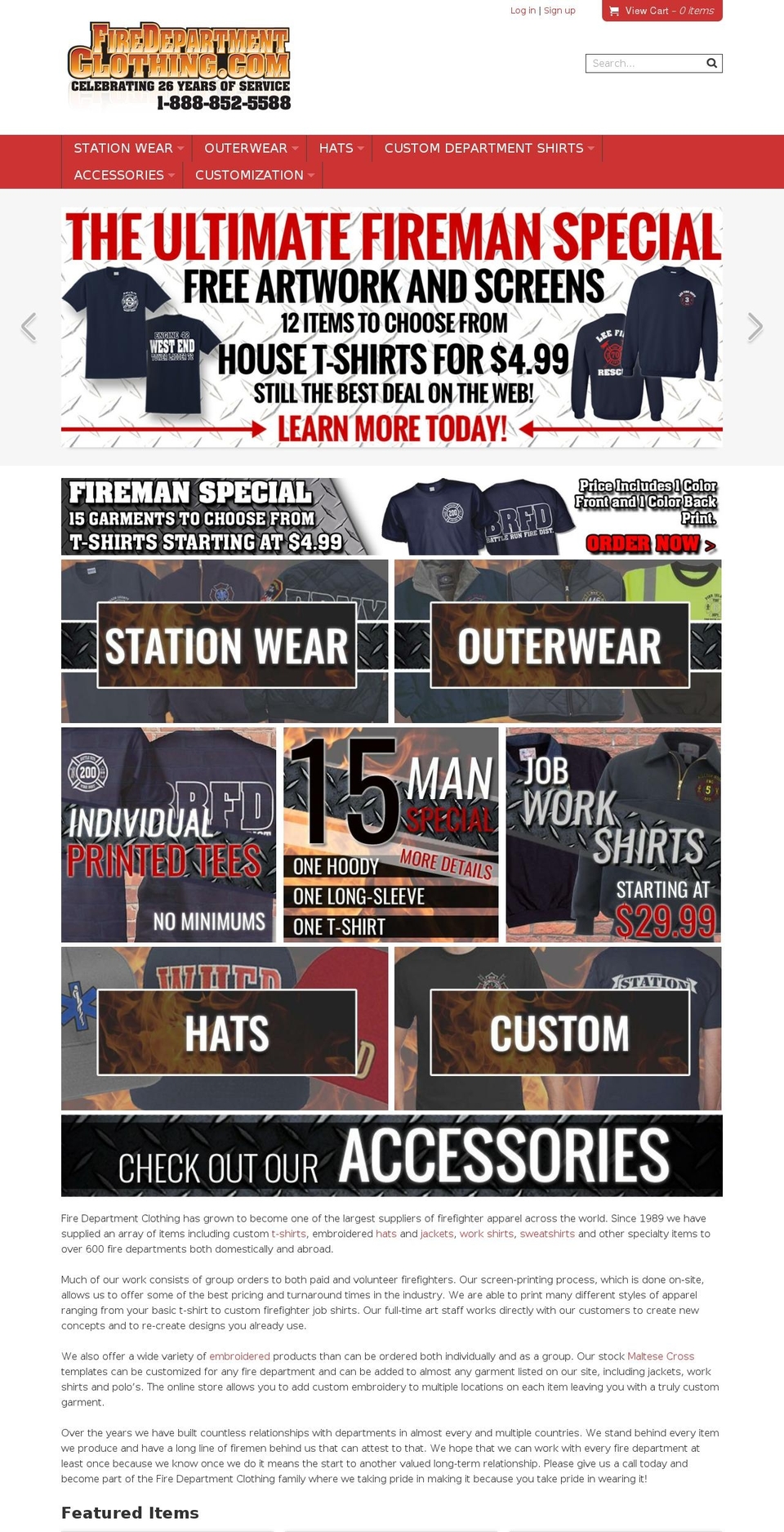 firedepartmentclothing.com shopify website screenshot