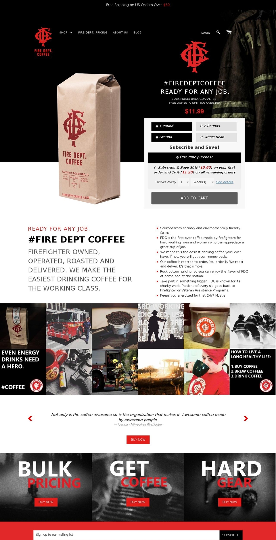 firedeptcoffee.com shopify website screenshot