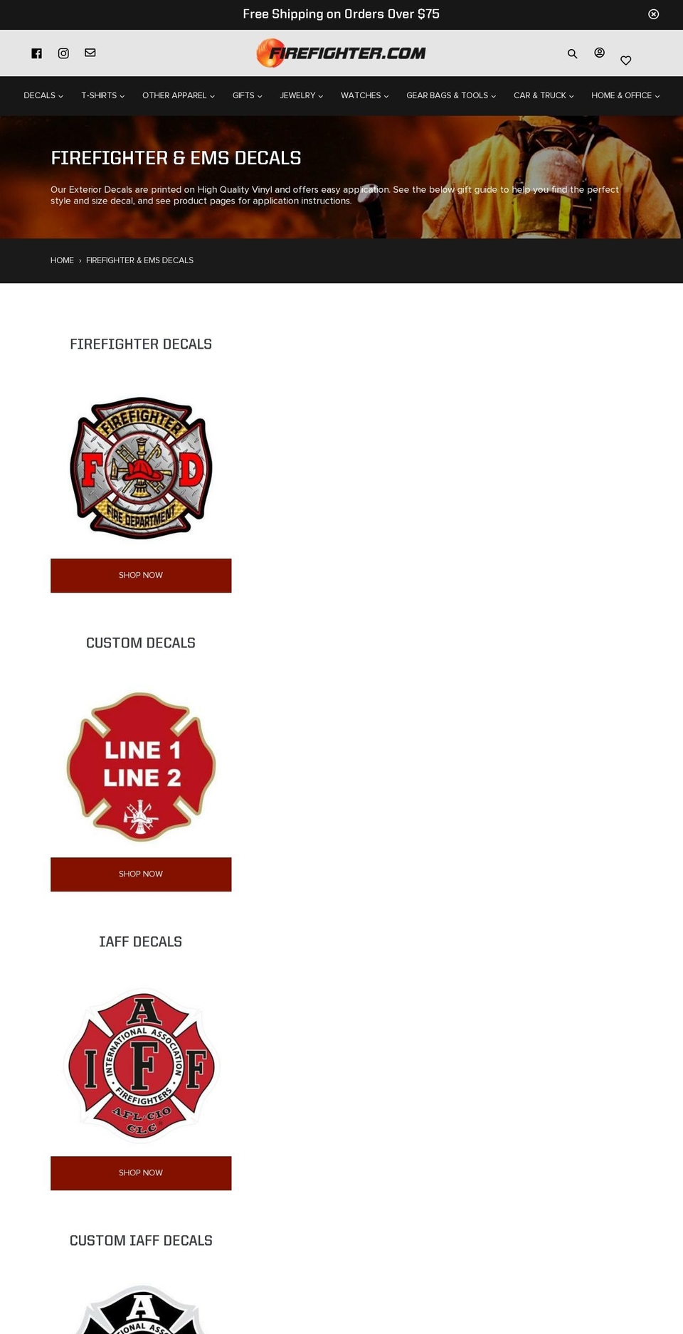 Version_1.7 Shopify theme site example firedeptdecals.com