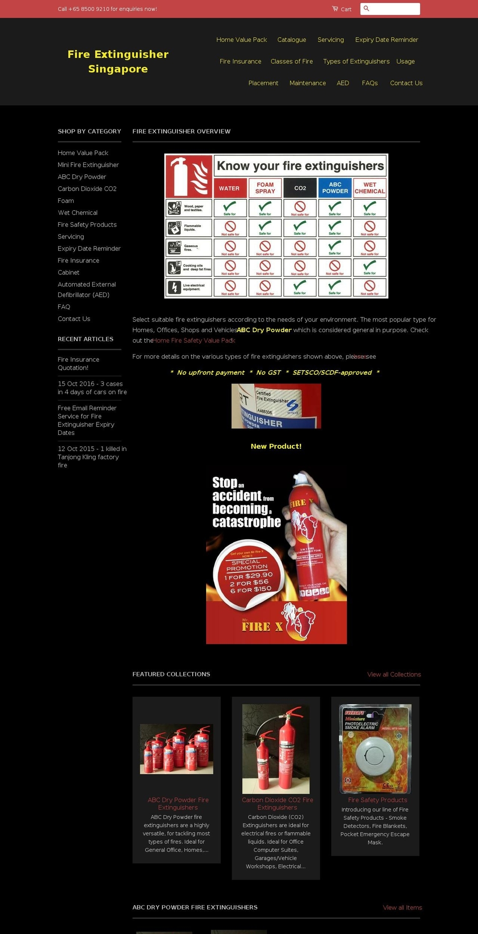 classic Shopify theme site example fireextinguisher.com.sg