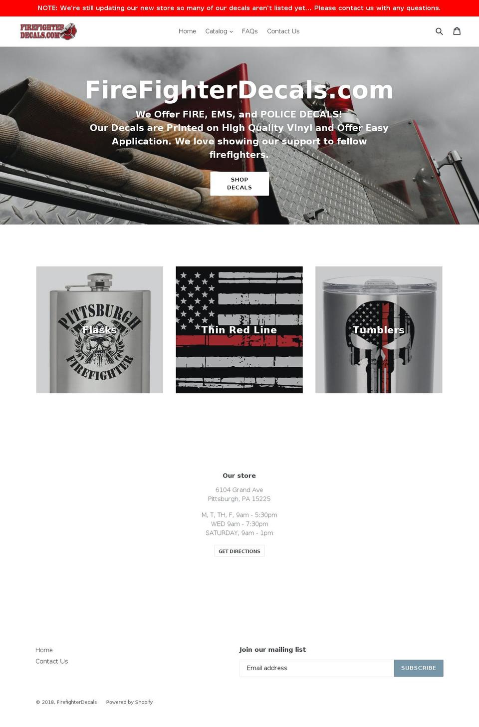 firefighterdecals.com — Shopify storefront screenshot