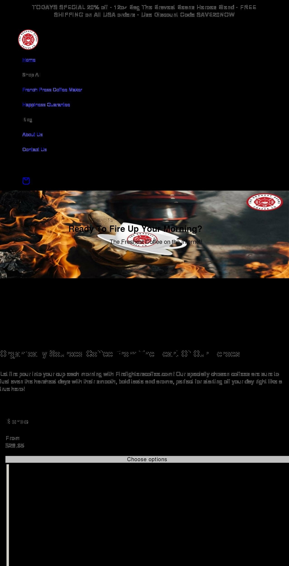 Dripshipper Shopify theme site example firefighterscoffee.com