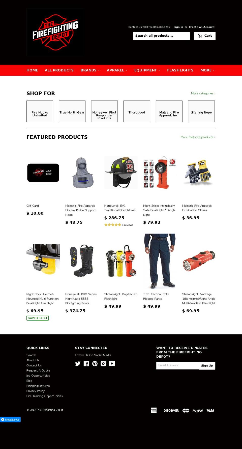 firefightingdepot.net shopify website screenshot