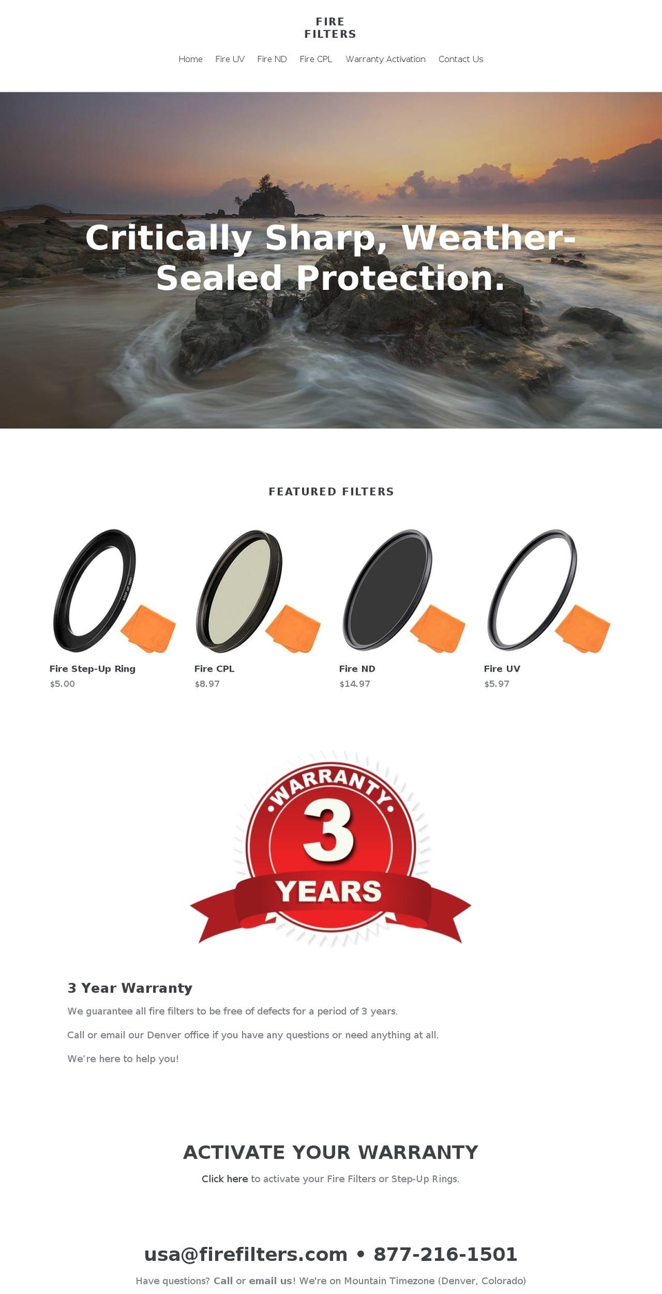 firefilters.com — Shopify storefront screenshot